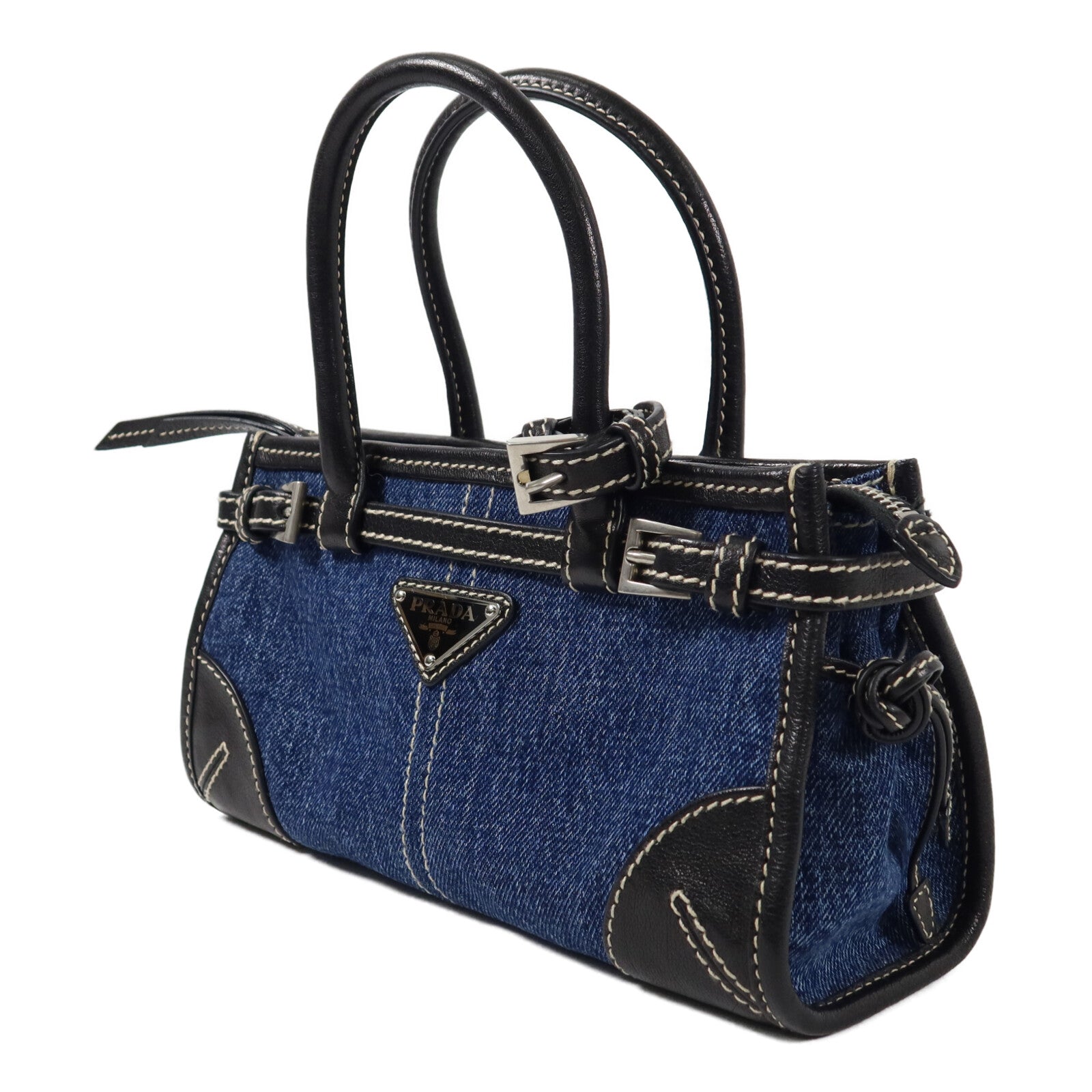 PRADA 牛仔布Bonnie Mini手挽肩背兩用袋