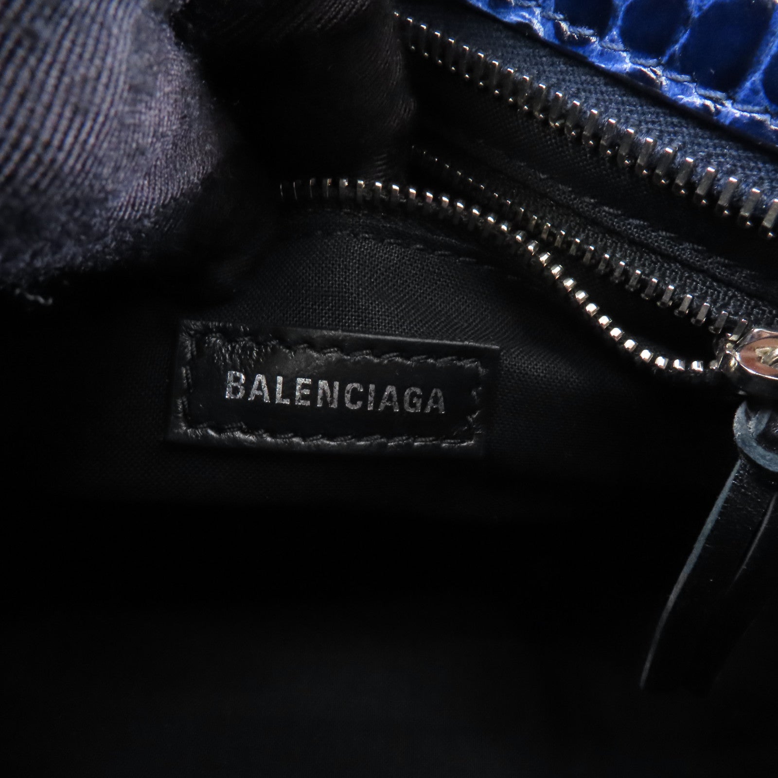 BALENCIAGA 牛皮皮革Mini City銀扣手挽肩背兩用袋藍色