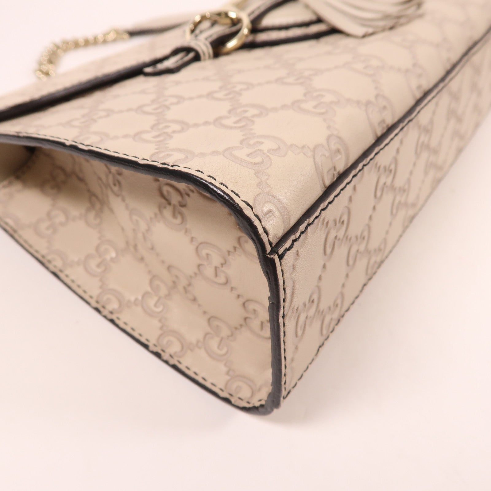 GUCCI 皮革Chain Shoulder金扣鏈帶肩背袋