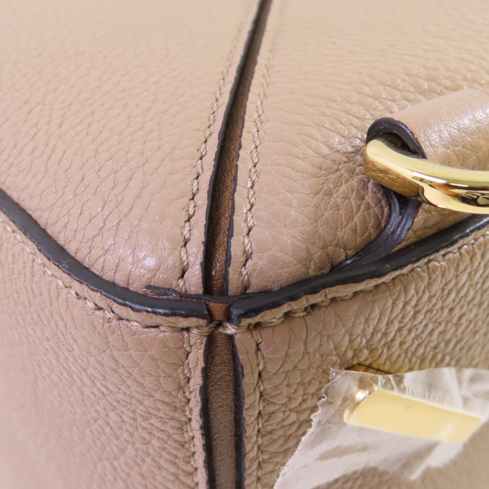 LOEWE 牛皮皮革Puzzle 2Way Shoulder Bag銀扣手挽肩背兩用袋杏色