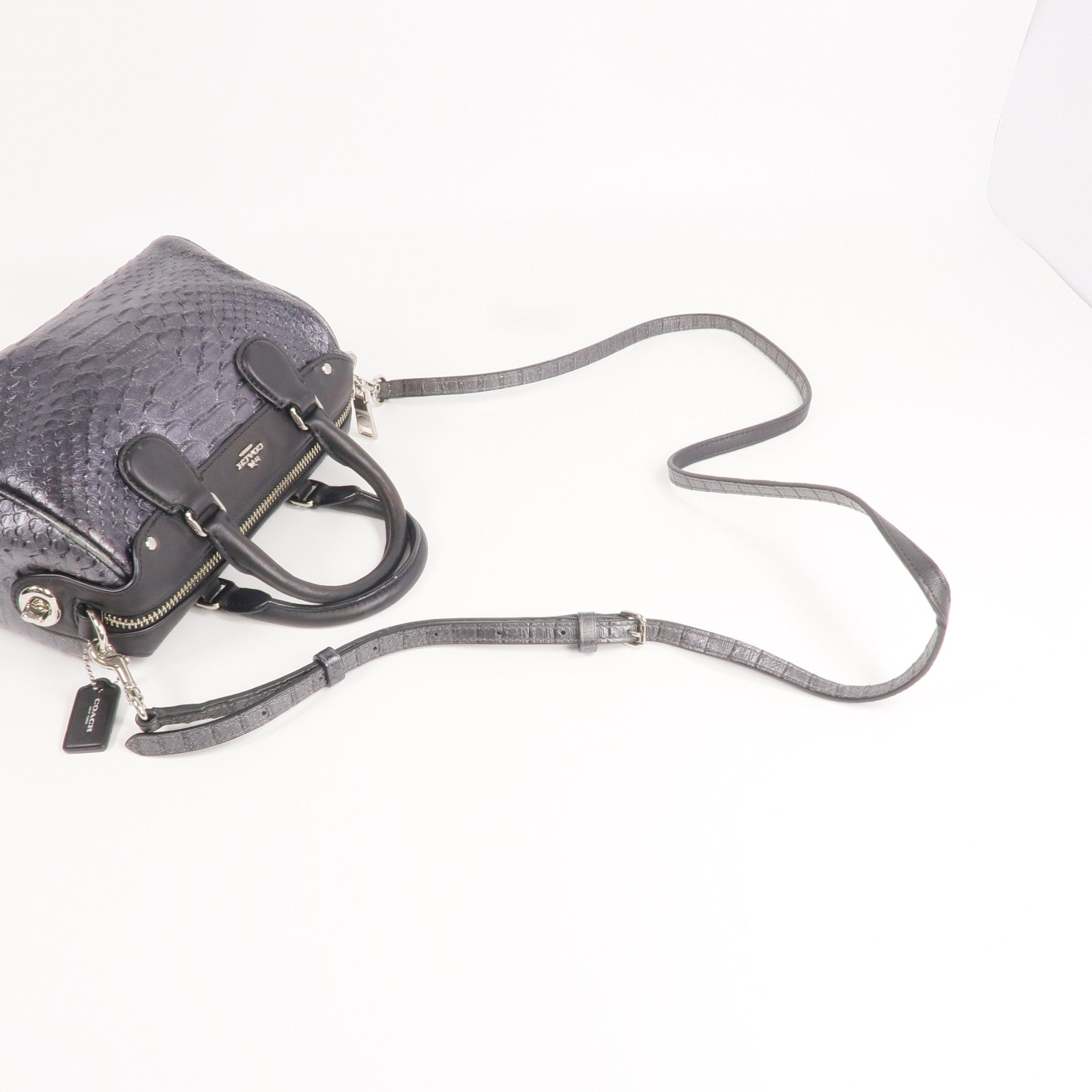 COACH 牛皮皮革2 Way Shoulder Bag銀扣手挽肩背兩用袋