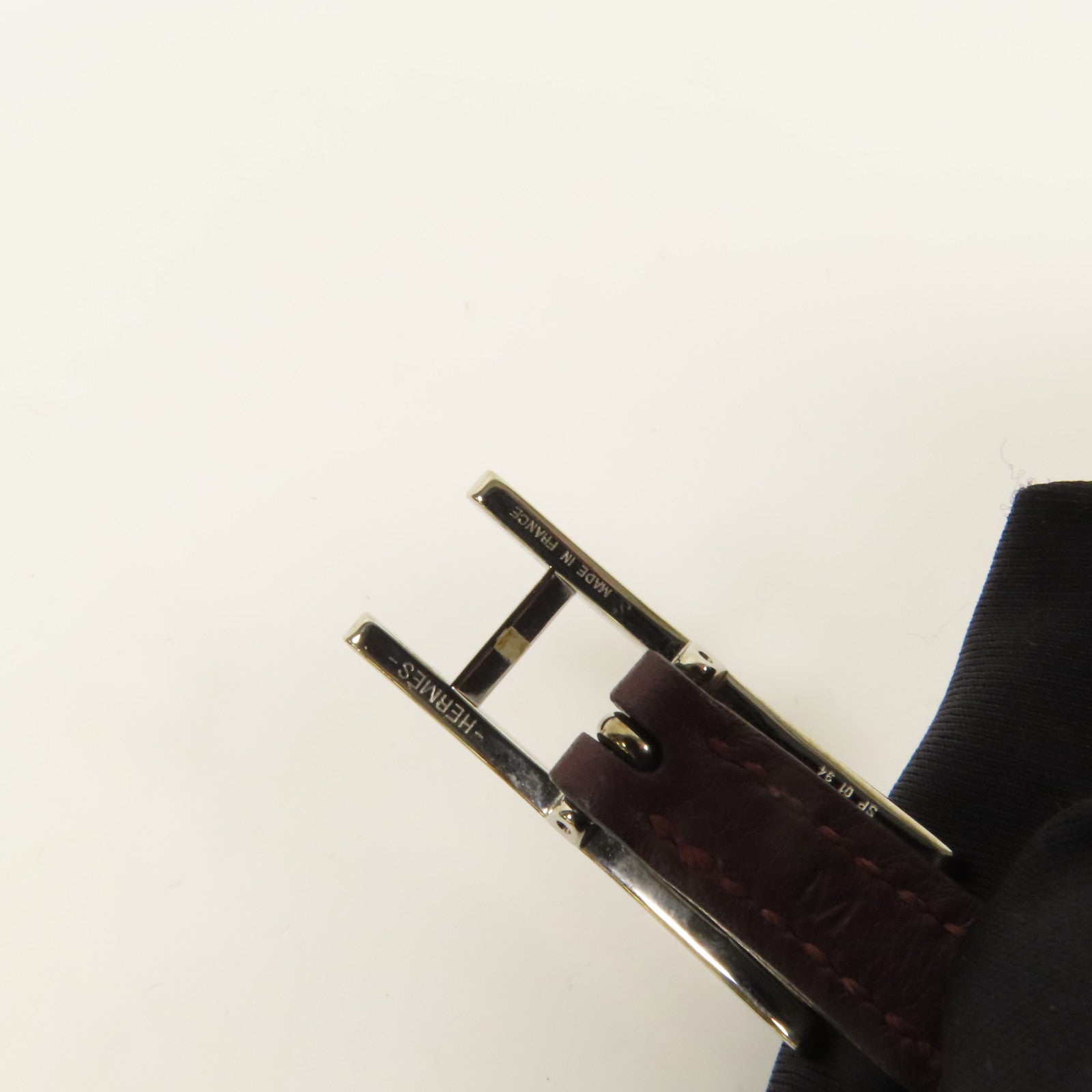 HERMES Swift皮革Behapi Double Tour Bracelet銀扣手帶Brown