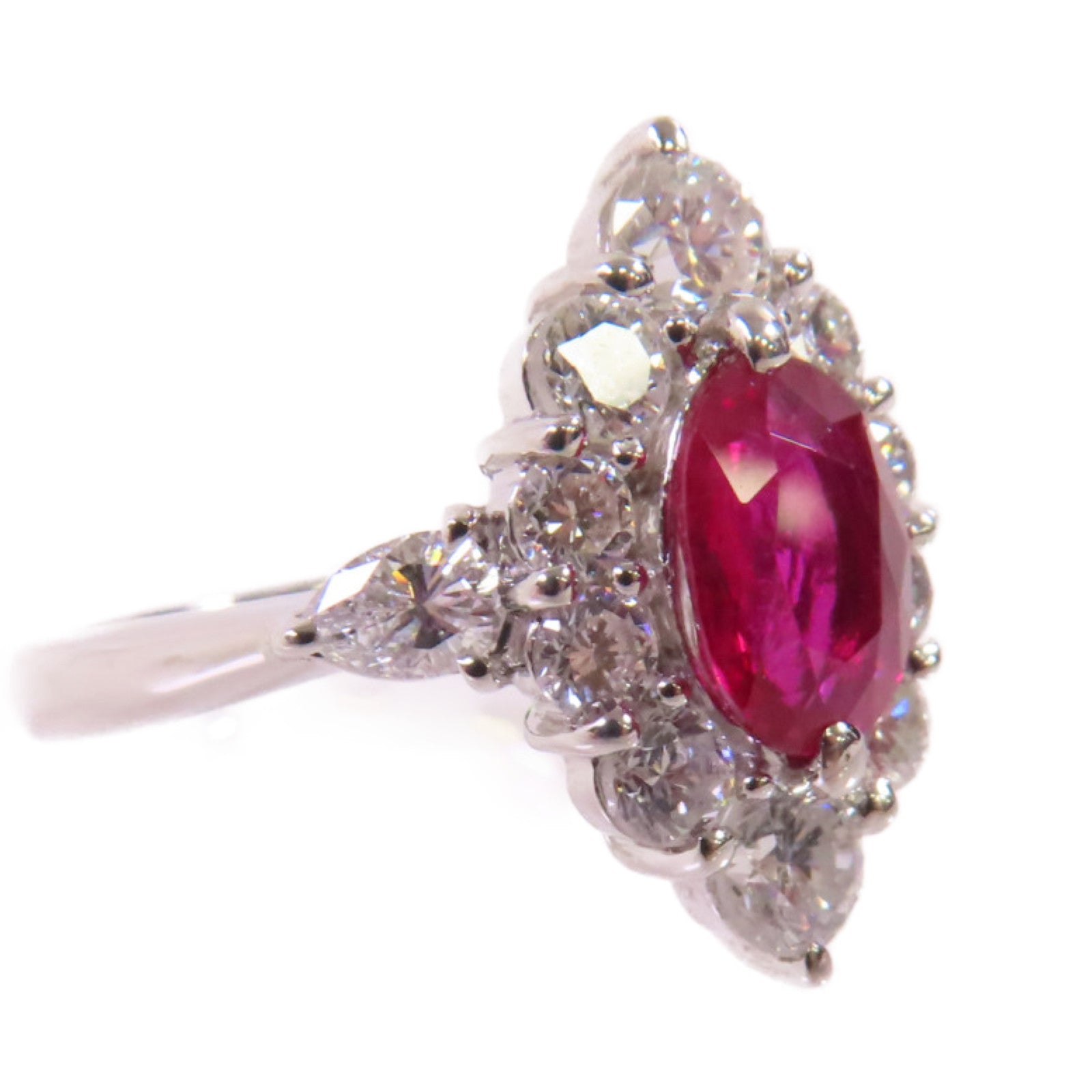 JEWELRY PT900鉑金/1.11ct紅寶石/1.26ct鑽石Ruby/Diamond Ring戒指US#5