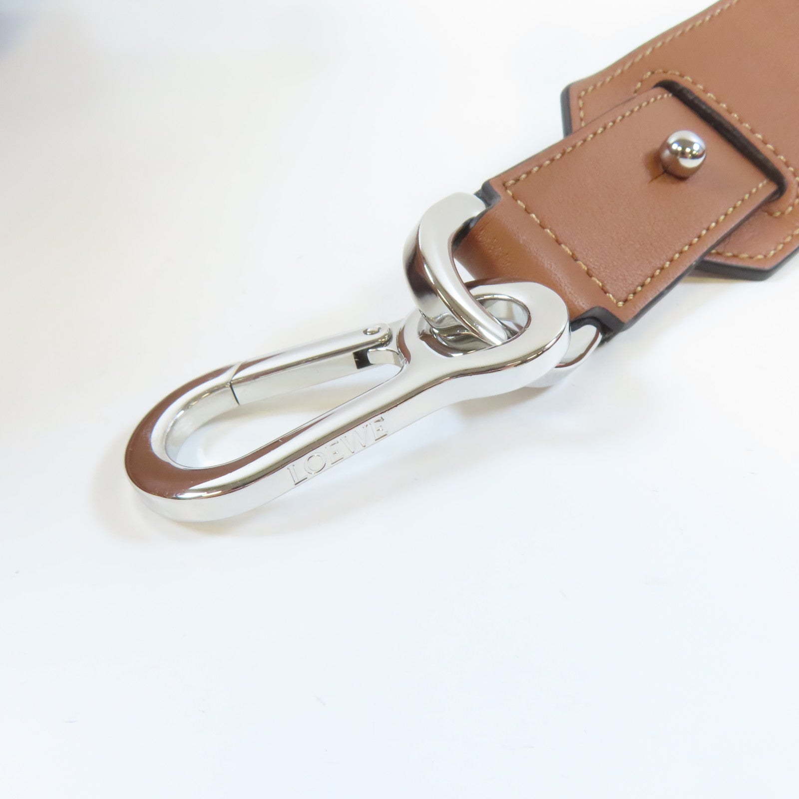 LOEWE 牛皮皮革Puzzle Large銀扣手挽肩背兩用袋啡色