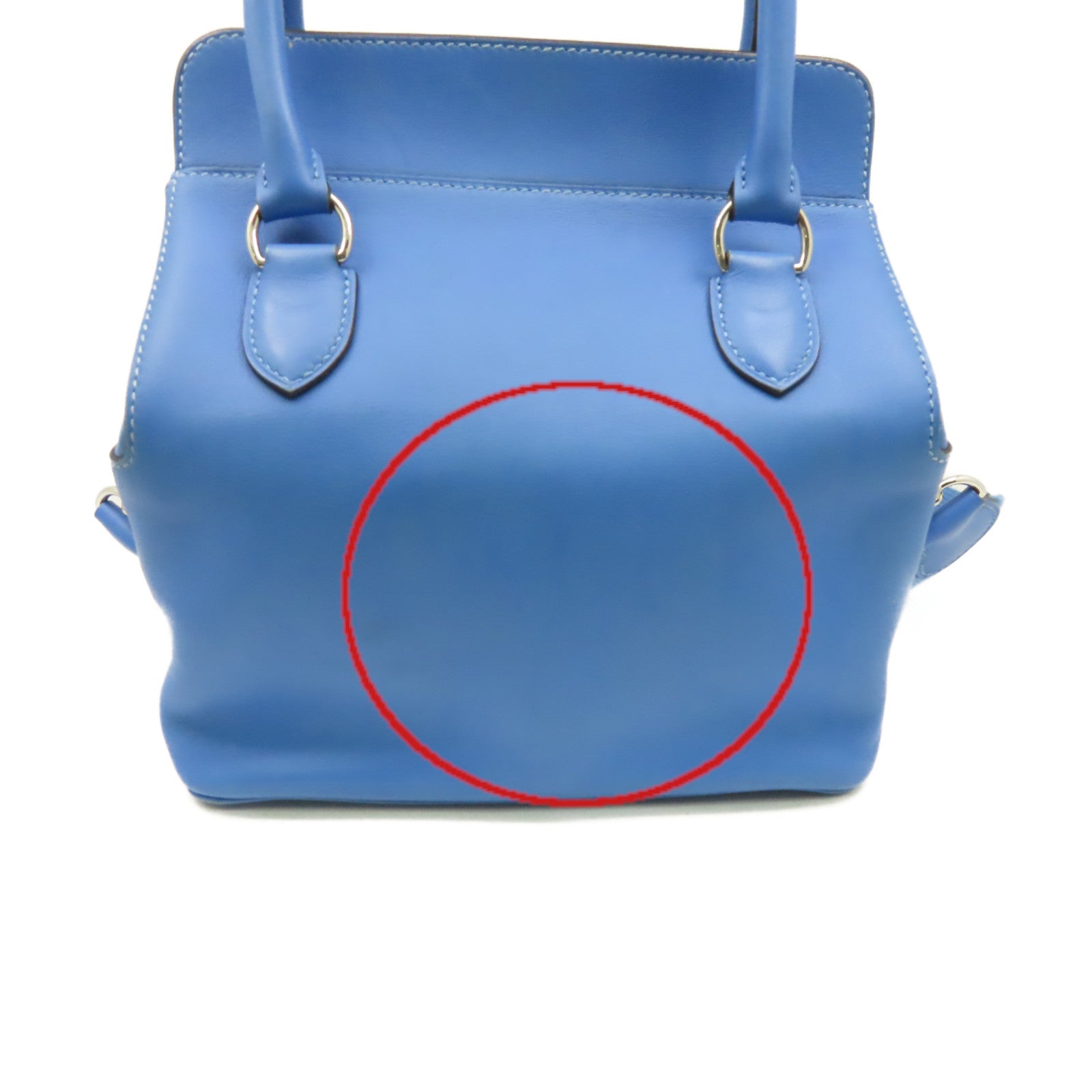 HERMES **【激減優惠】Swift皮革Toolbox 20 2Way Shoulder Bag銀扣手挽肩背兩用袋Bleu Hydra水妖藍色