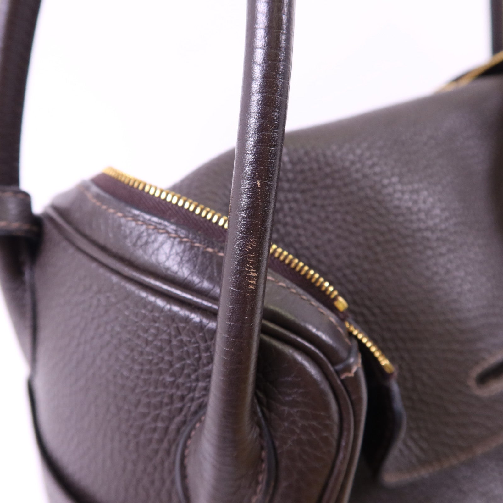 HERMES Clemence皮革Lindy 26金扣手挽肩背兩用袋Ebene