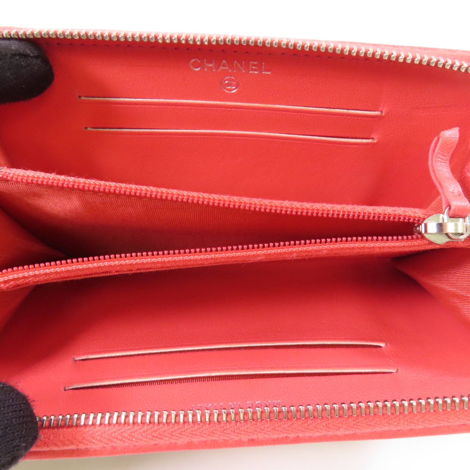 CHANEL 牛皮皮革Wallet銀扣錢包