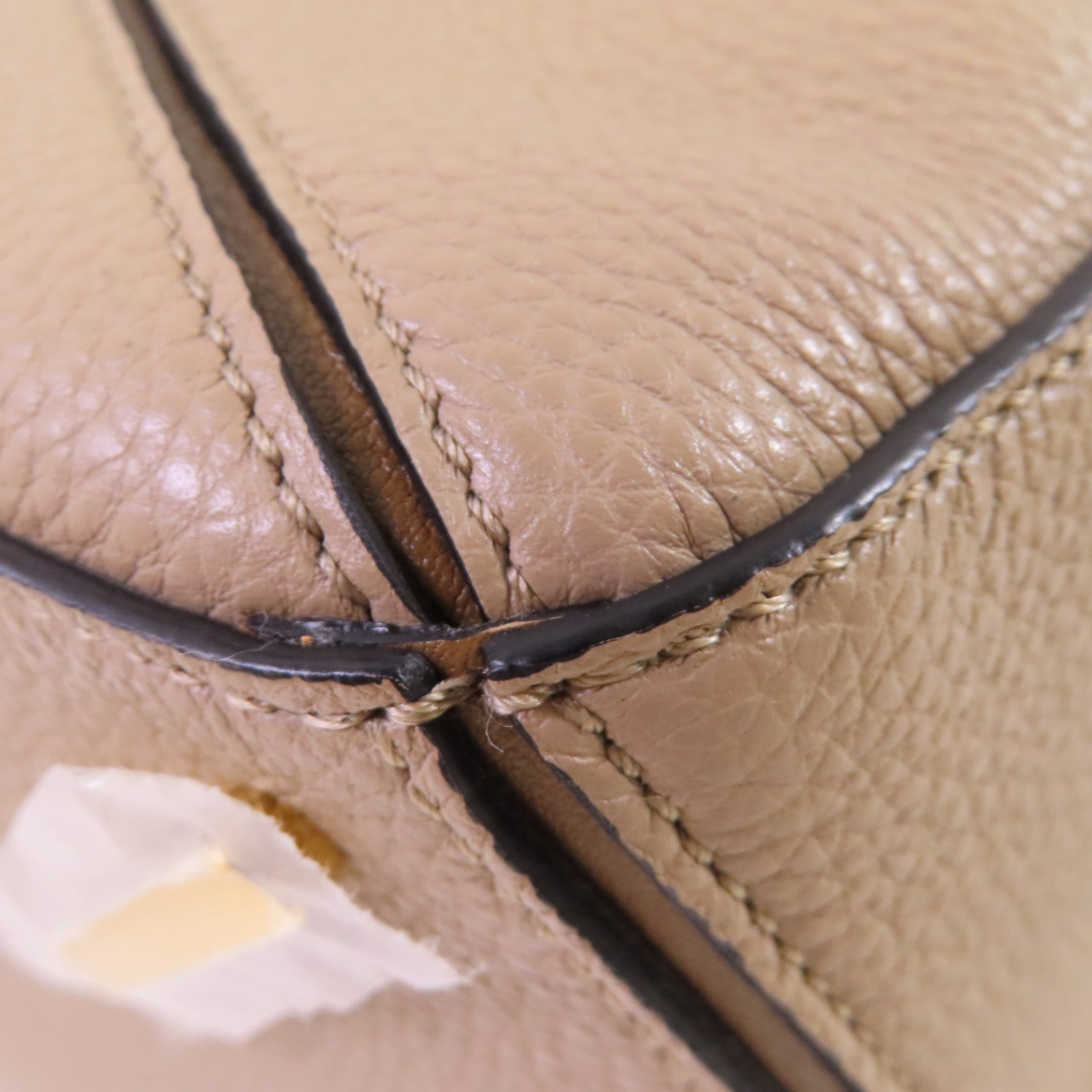 LOEWE 牛皮皮革Puzzle 2Way Shoulder Bag銀扣手挽肩背兩用袋杏色
