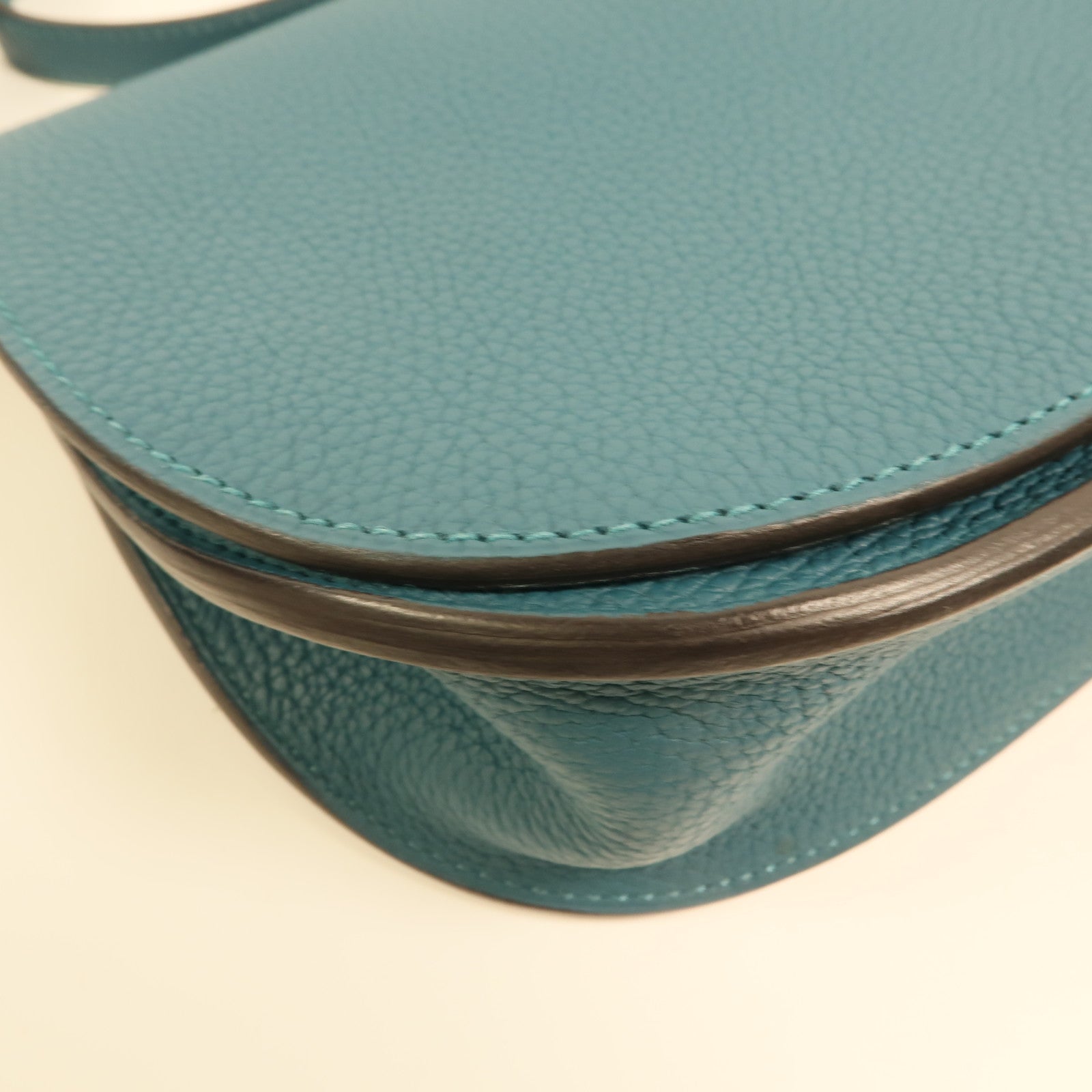 HERMES Clemence皮革Saut 25銀扣肩背袋Vert Bosphore
