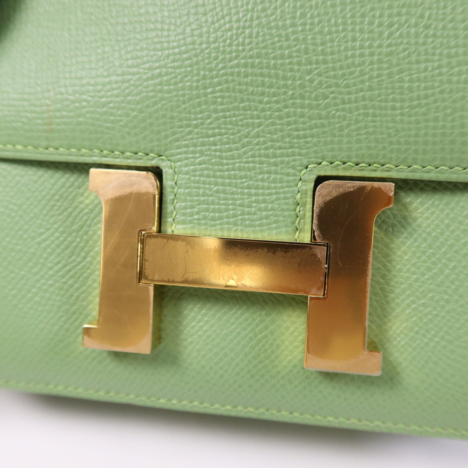 HERMES 【激減優惠】Epsom皮革Constance Mini金扣手挽肩背兩用袋Vert Criquet
