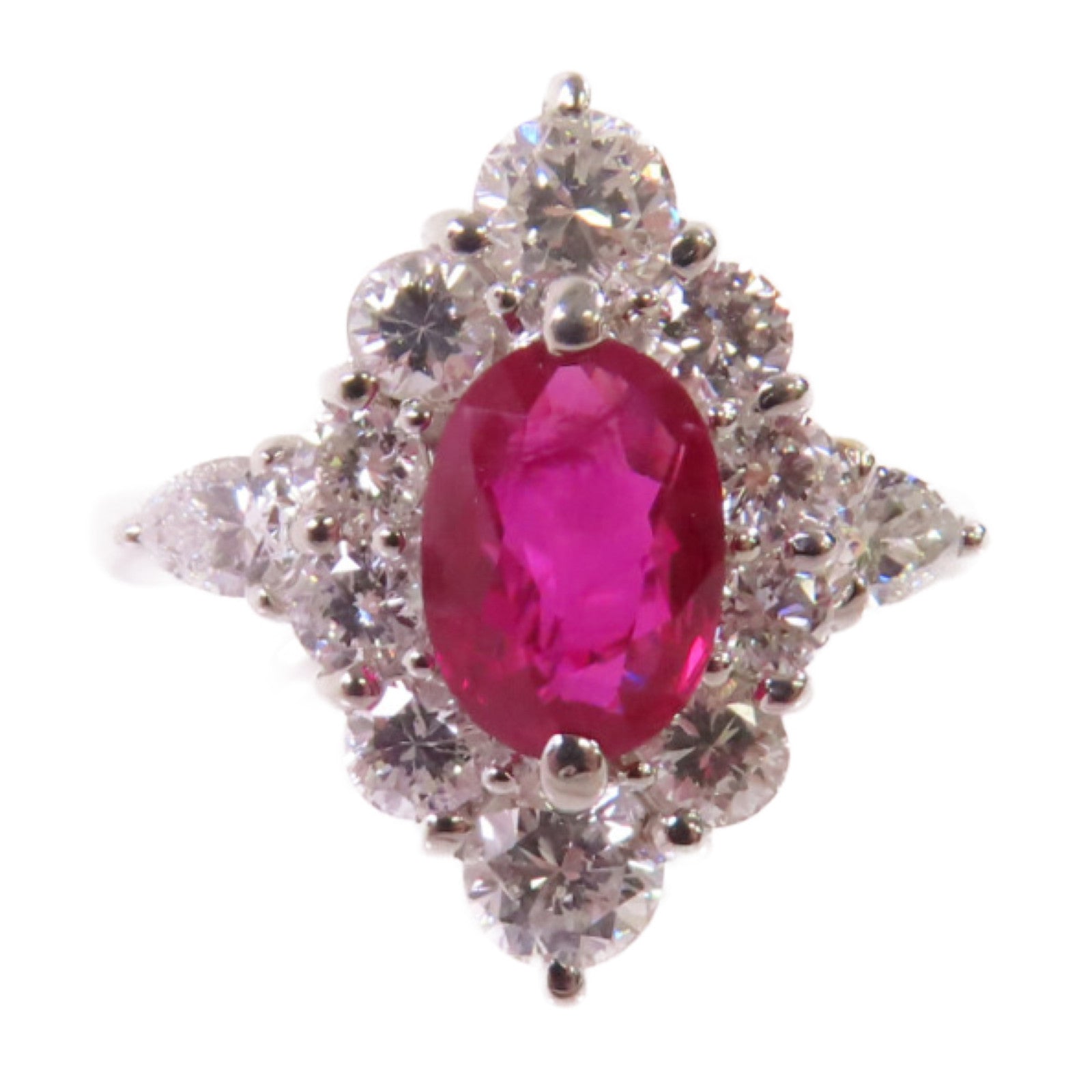 JEWELRY PT900鉑金/1.11ct紅寶石/1.26ct鑽石Ruby/Diamond Ring戒指US#5