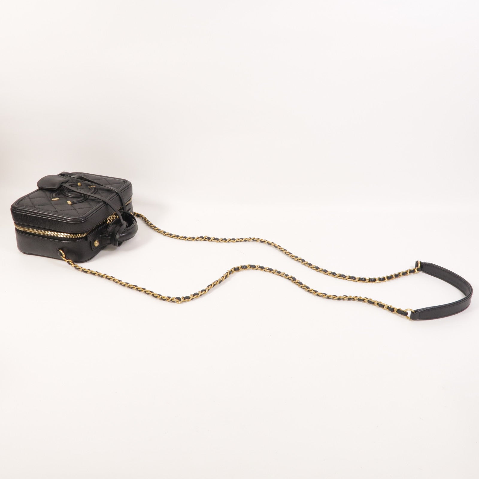CHANEL 牛皮皮革Vanity Case金扣手挽肩背兩用袋