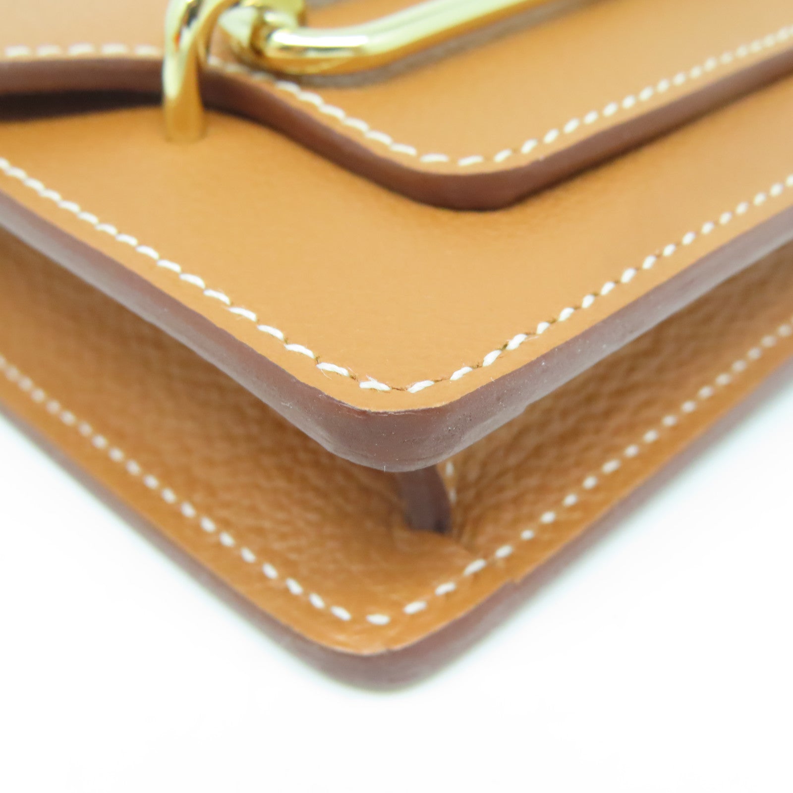 HERMES **【清倉大減價】Evercolor皮革Roulis Slim金扣錢包金色/經典駝色