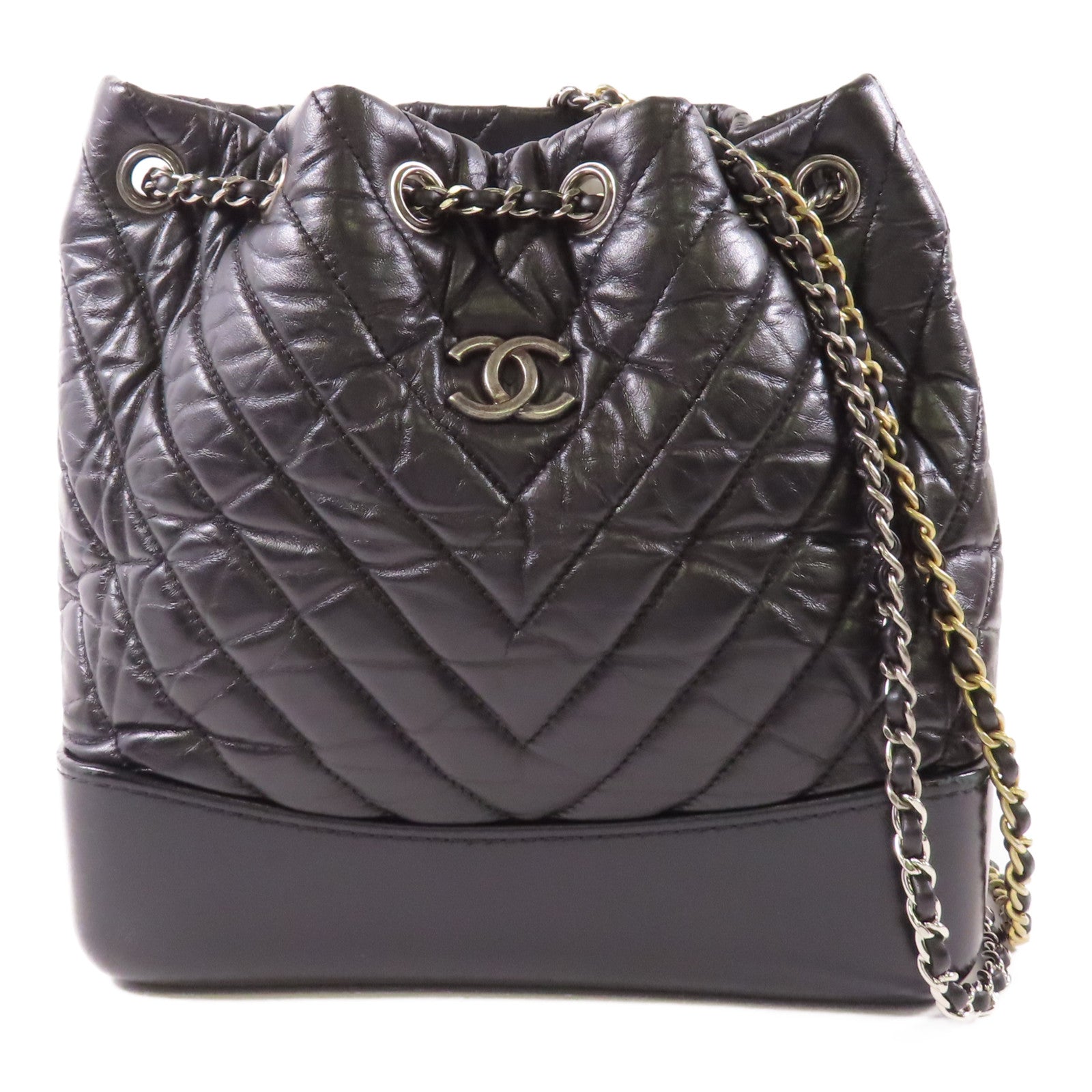 CHANEL 羊皮皮革Garbrielle Backpack鏈帶背包