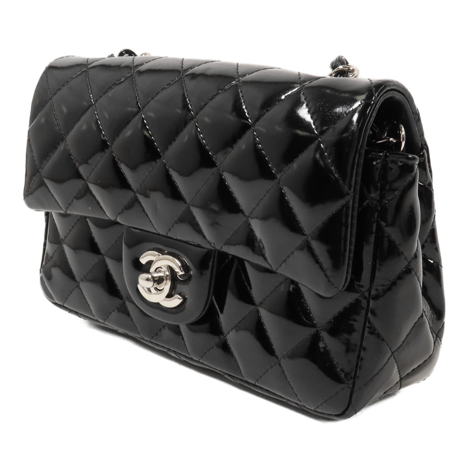 CHANEL 漆皮皮革Mini Classic 20鏈帶肩背袋