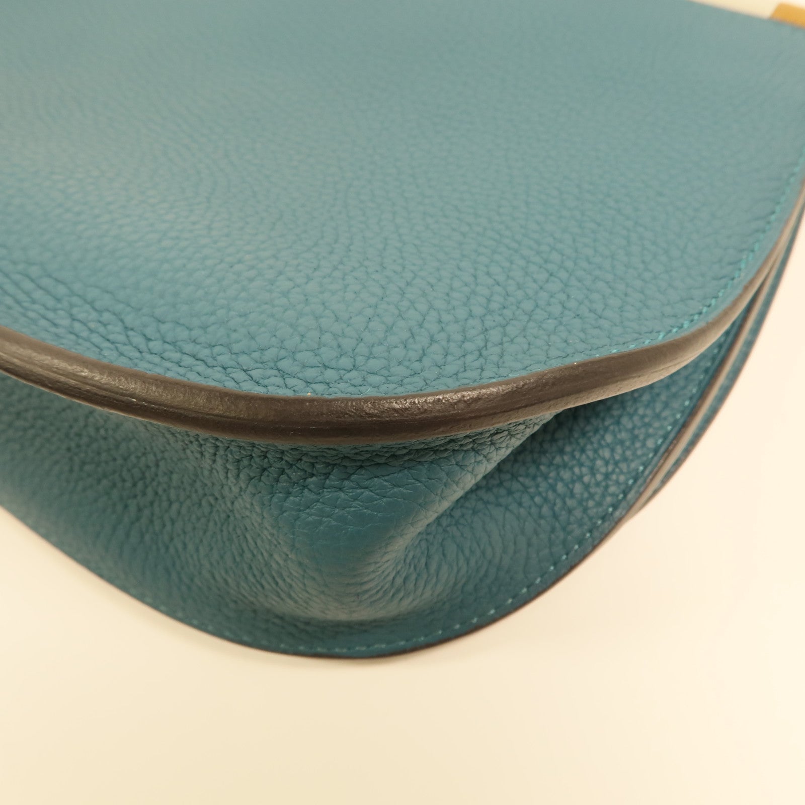 HERMES Clemence皮革Saut 25銀扣肩背袋Vert Bosphore
