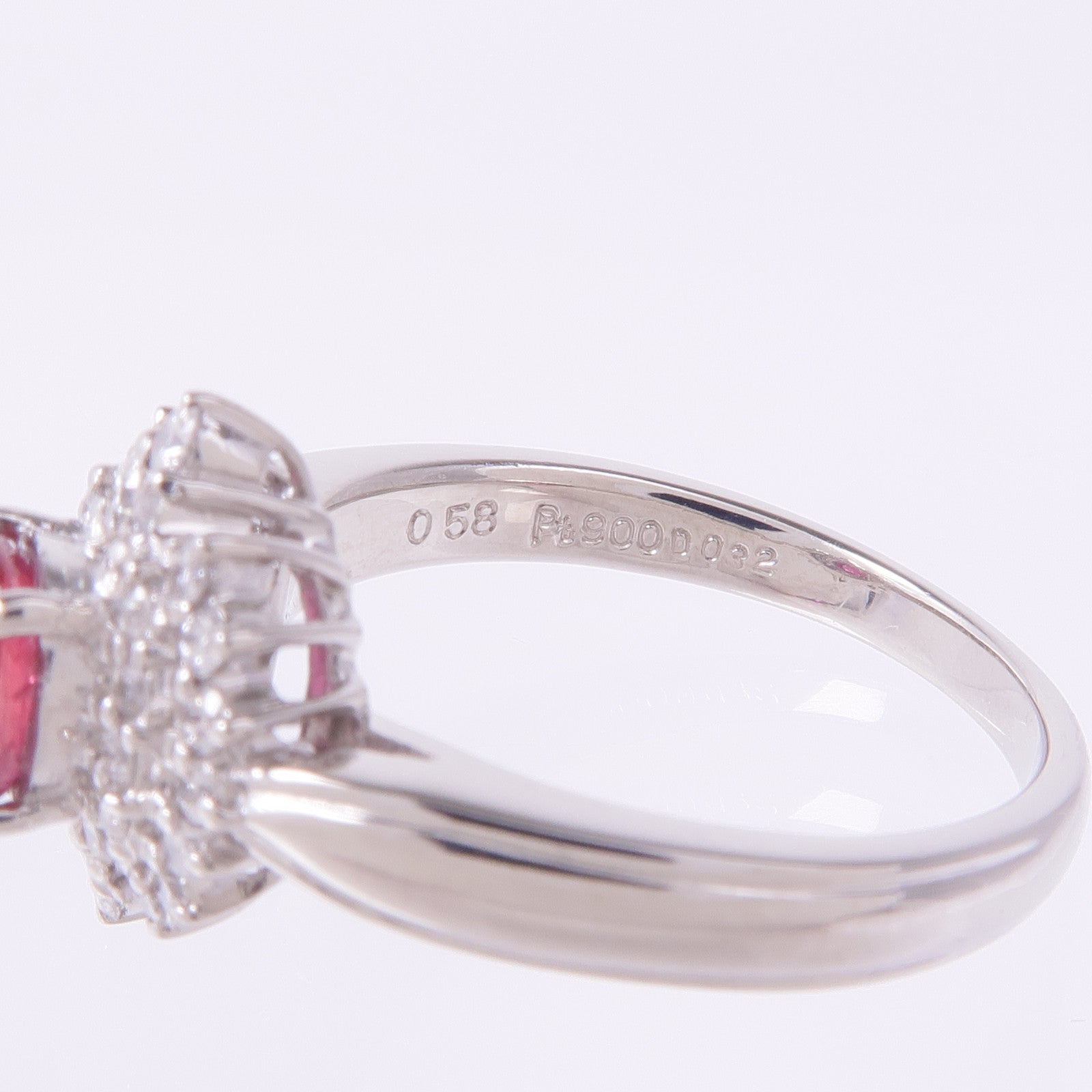 JEWELRY PT900鉑金Ruby Diamond Ring紅寶石/鑽石戒指US#6.25