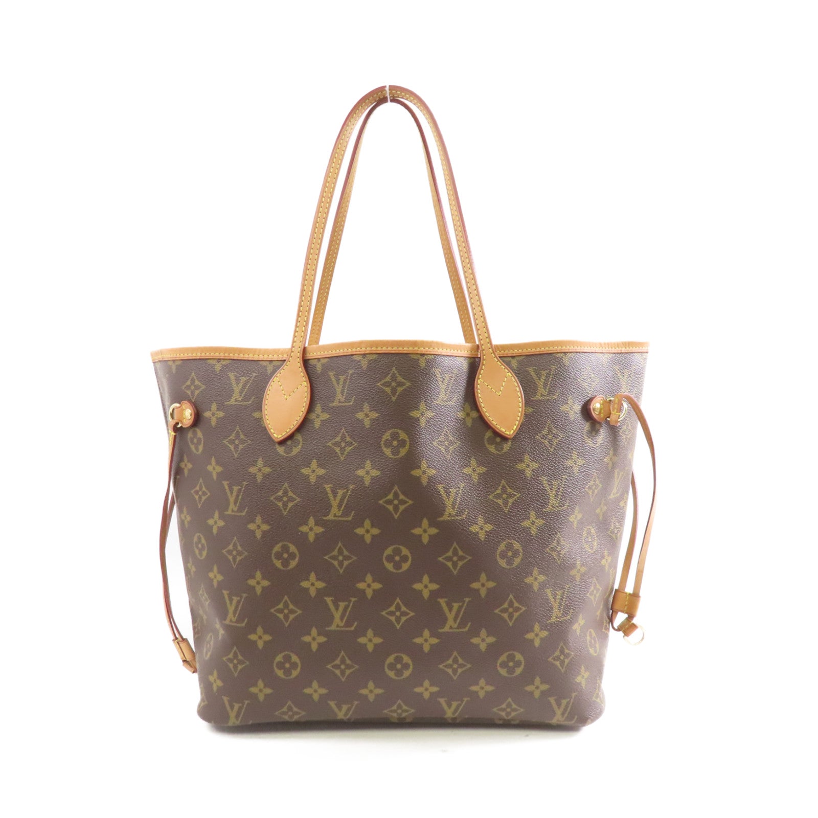 LOUIS VUITTON Monogram Neverfull MM金扣手挽袋啡色
