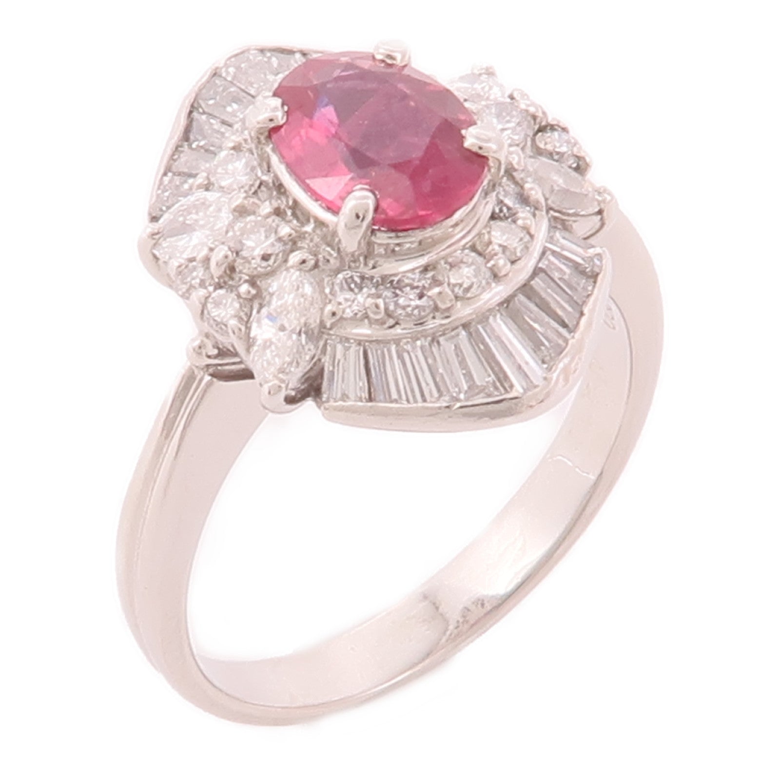 JEWELRY PT900鉑金Ruby Ring紅寶石/鑽石戒指
