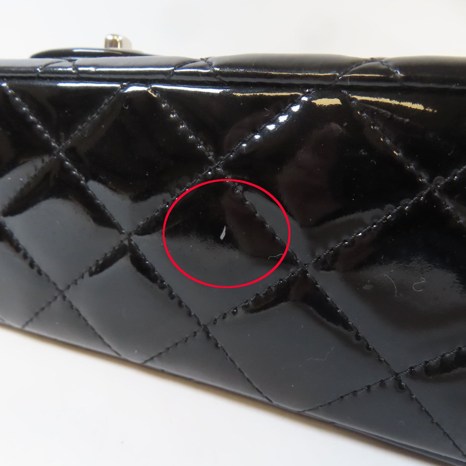 CHANEL (PRICE DOWN) Quilted CC SHW Chain Shoulder Bag Patent Leather Black