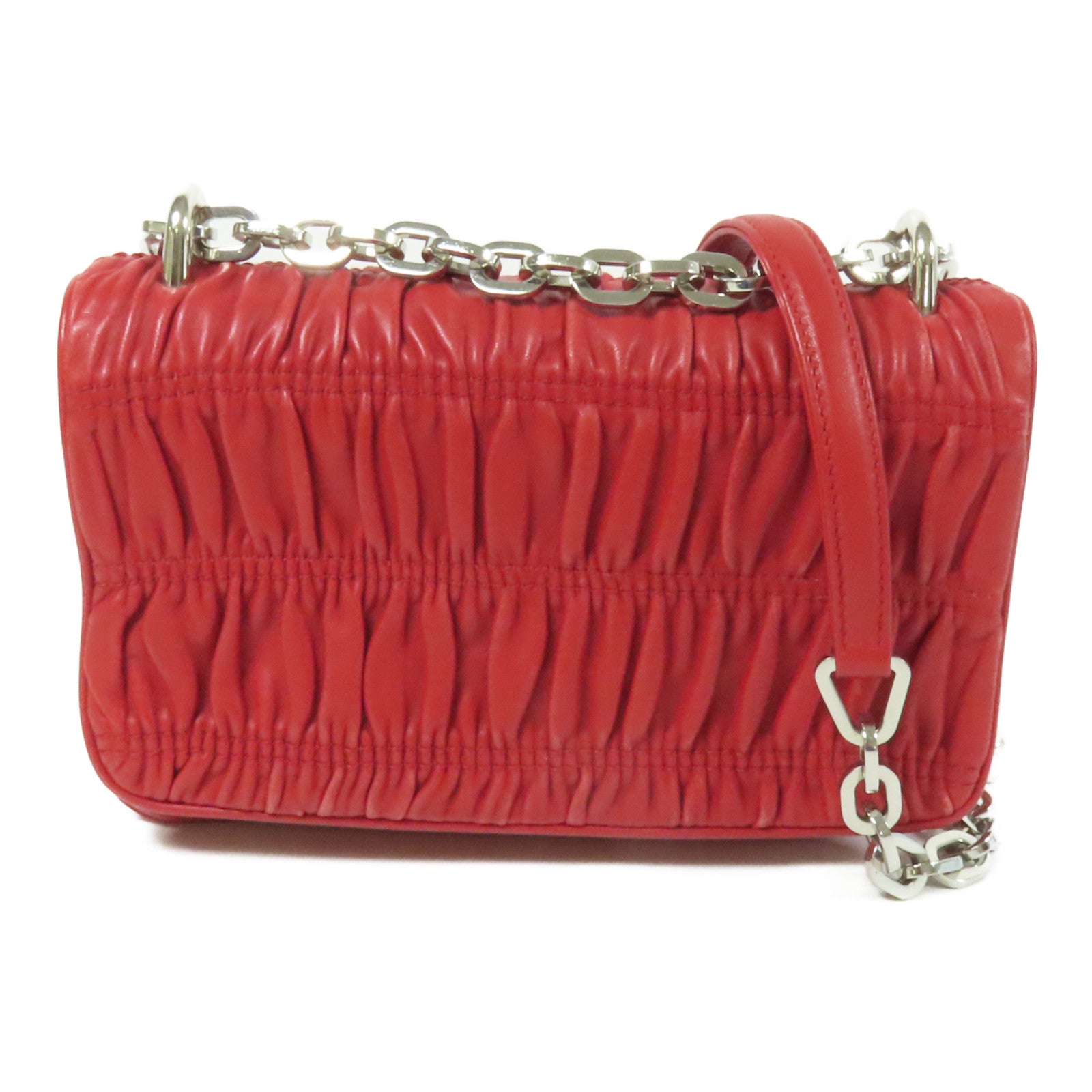 PRADA 羊皮皮革Chain Shoulder銀扣肩背袋