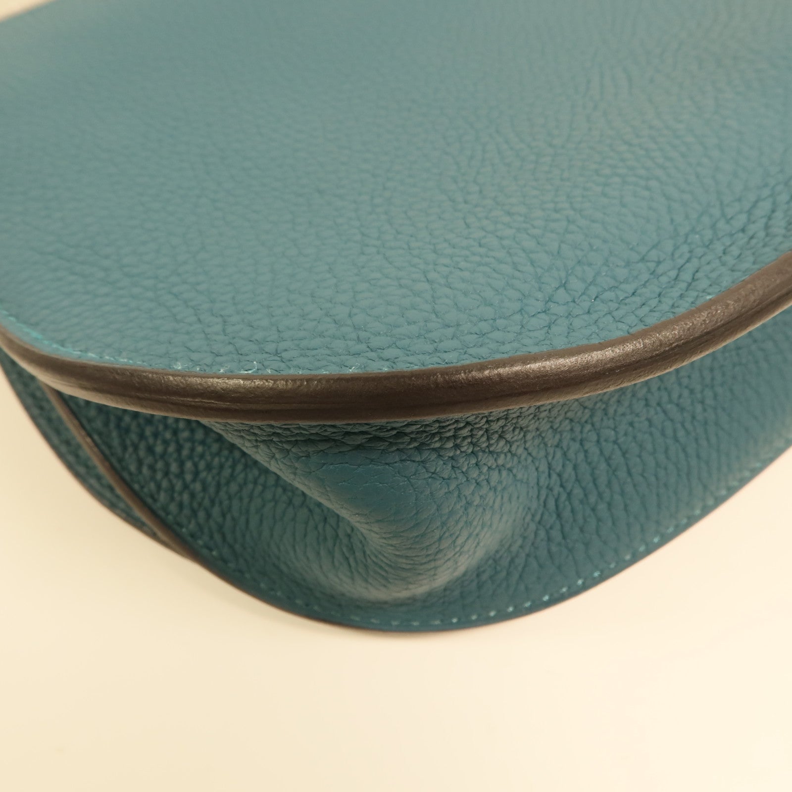 HERMES Clemence皮革Saut 25銀扣肩背袋Vert Bosphore