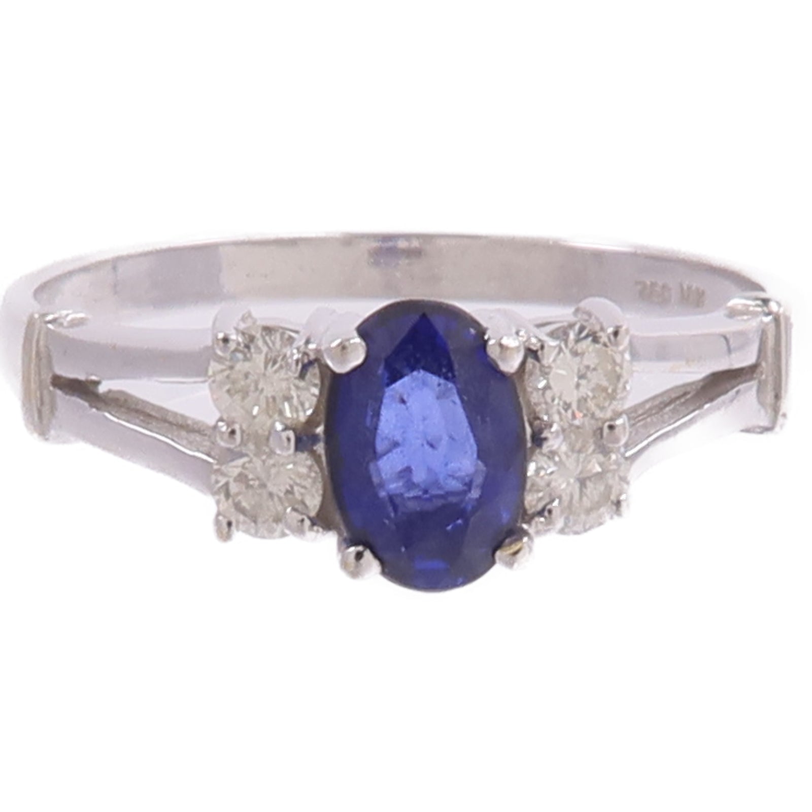 JEWELRY 18K白金Sapphire Diamond Ring藍寶石/鑽石戒指