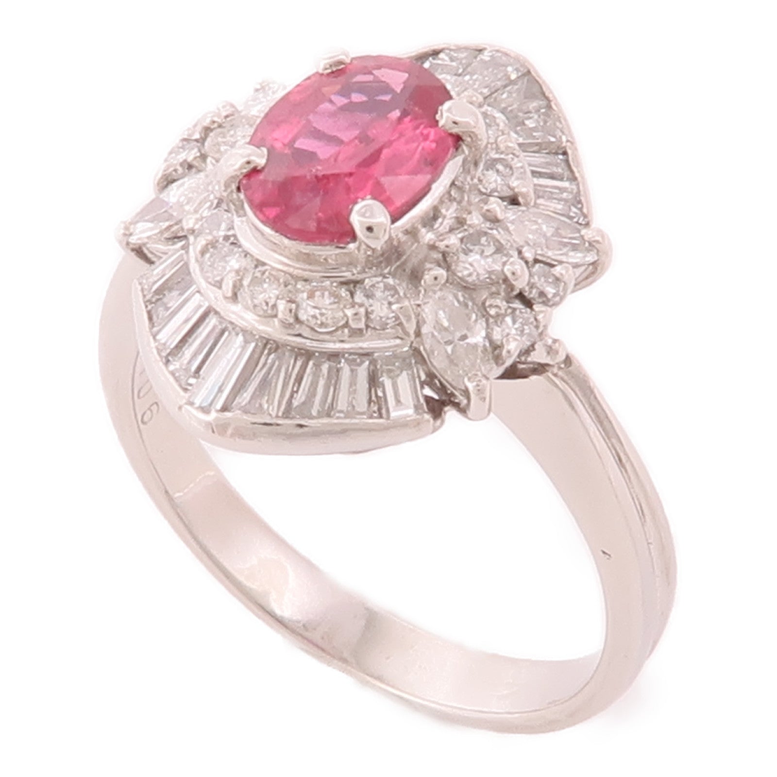 JEWELRY PT900鉑金Ruby Ring紅寶石/鑽石戒指
