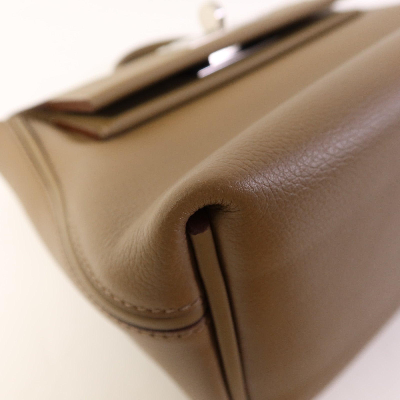 HERMES Evercolor/Swift皮革24/24 Mini銀扣手挽肩背兩用袋Etoupe