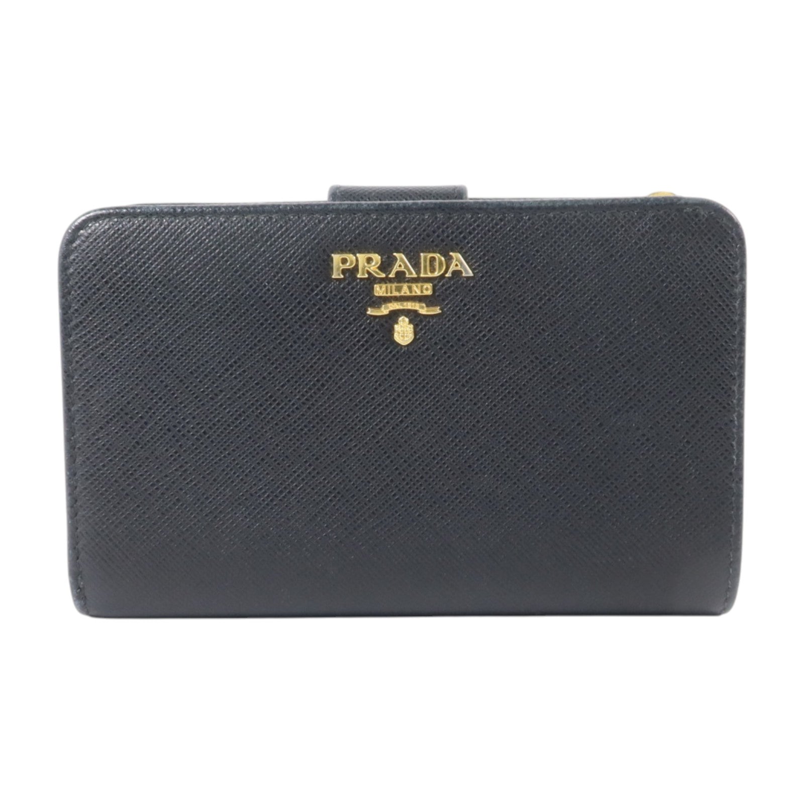 PRADA Saffiano皮革Bifold Wallet金扣錢包