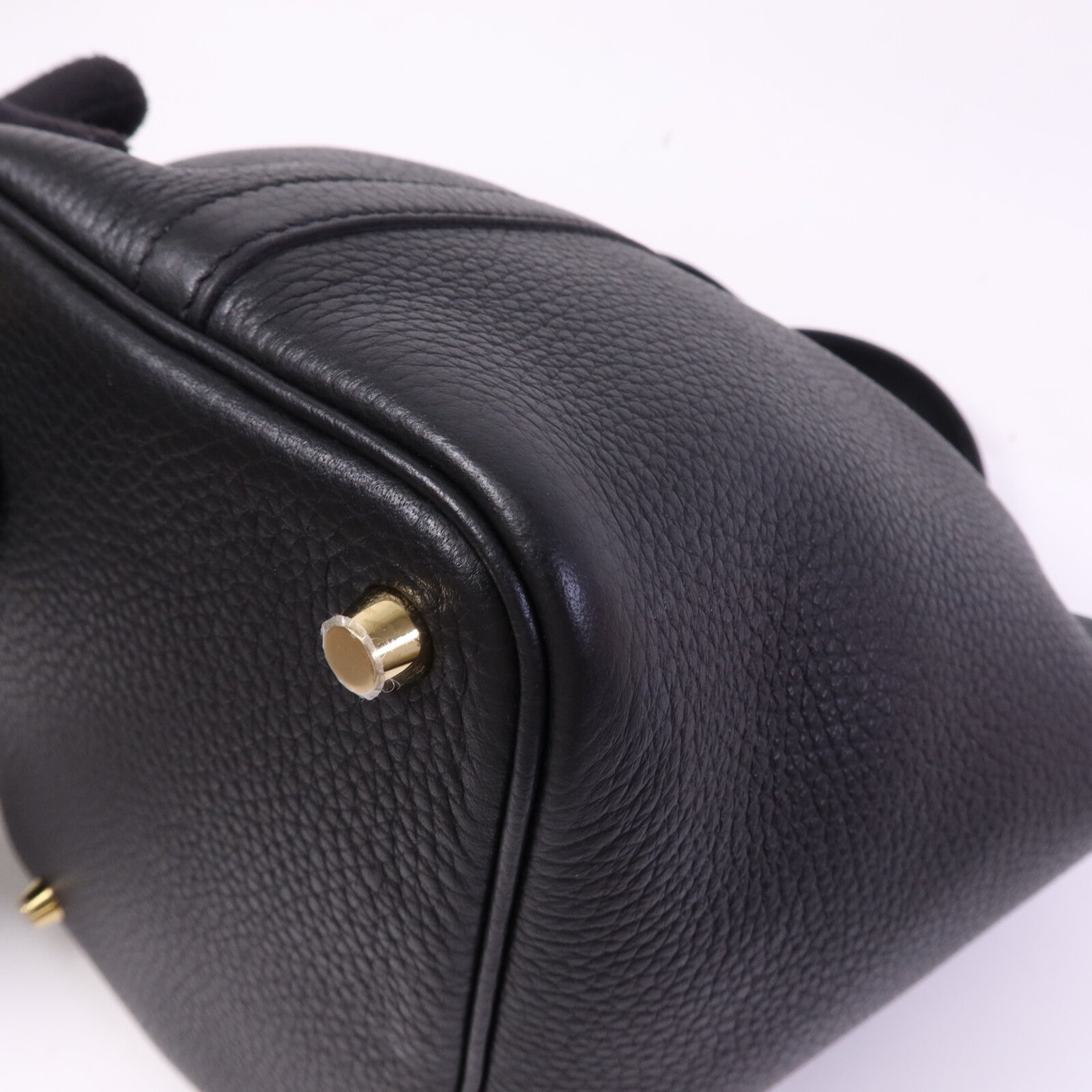 HERMES Clemence皮革Picotin PM金扣手挽袋Noir