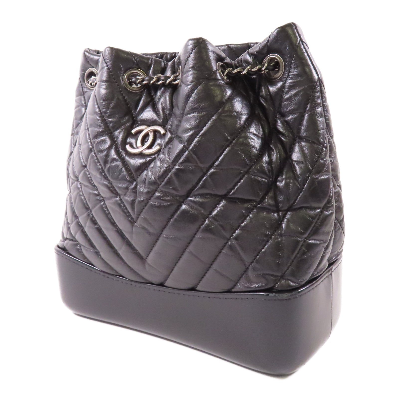CHANEL 羊皮皮革Garbrielle Backpack鏈帶背包