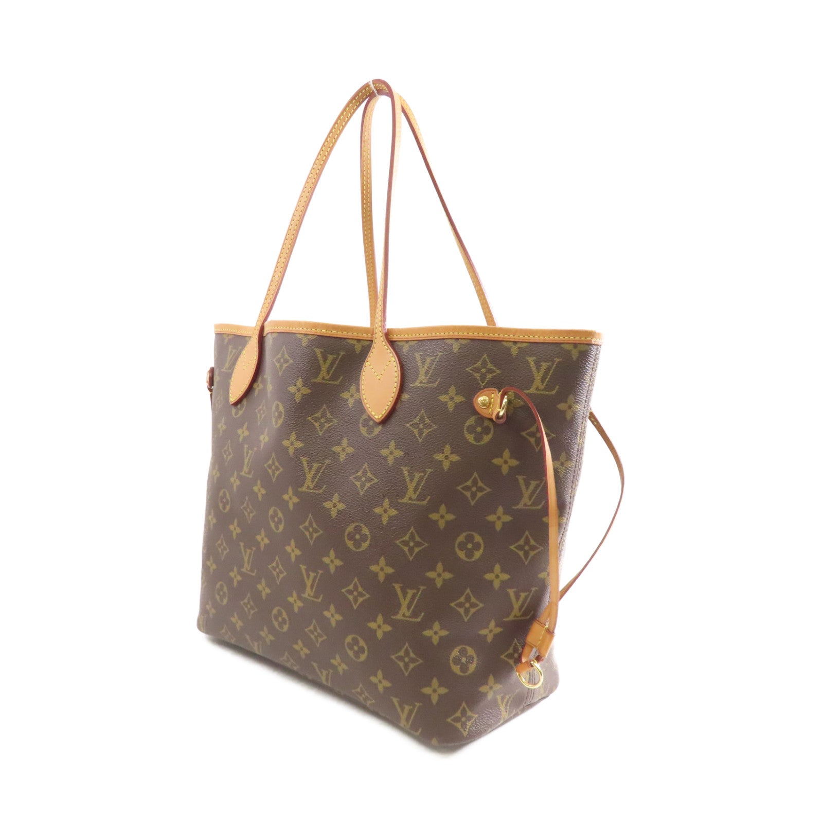 LOUIS VUITTON Monogram Neverfull MM金扣手挽袋啡色
