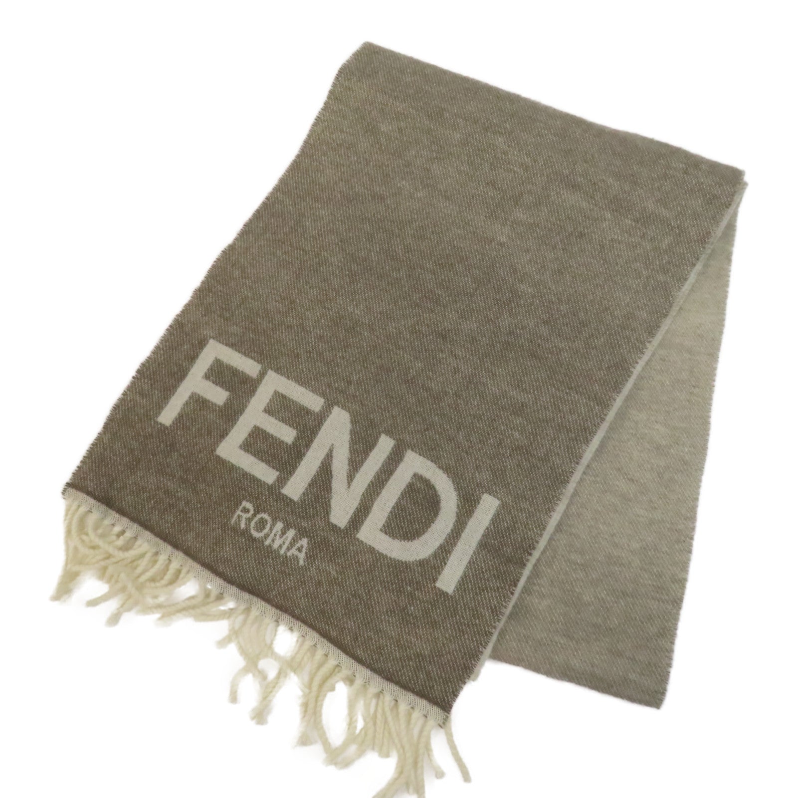 FENDI 羊絨Scarf圍巾白色/灰色