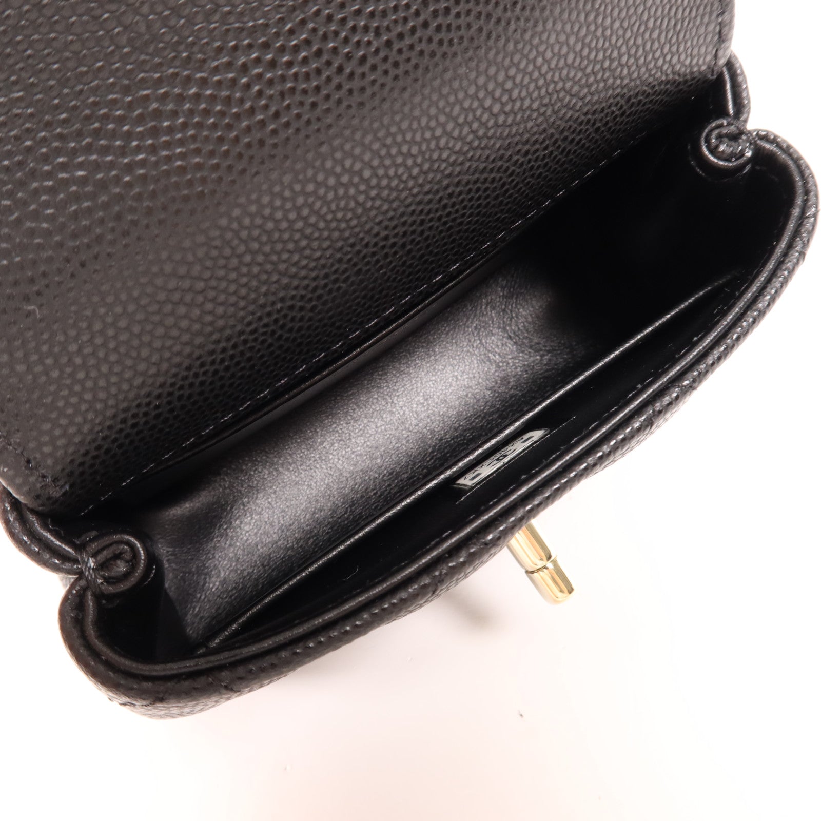 CHANEL 牛皮皮革Nano CoCo Handle銀扣肩背袋