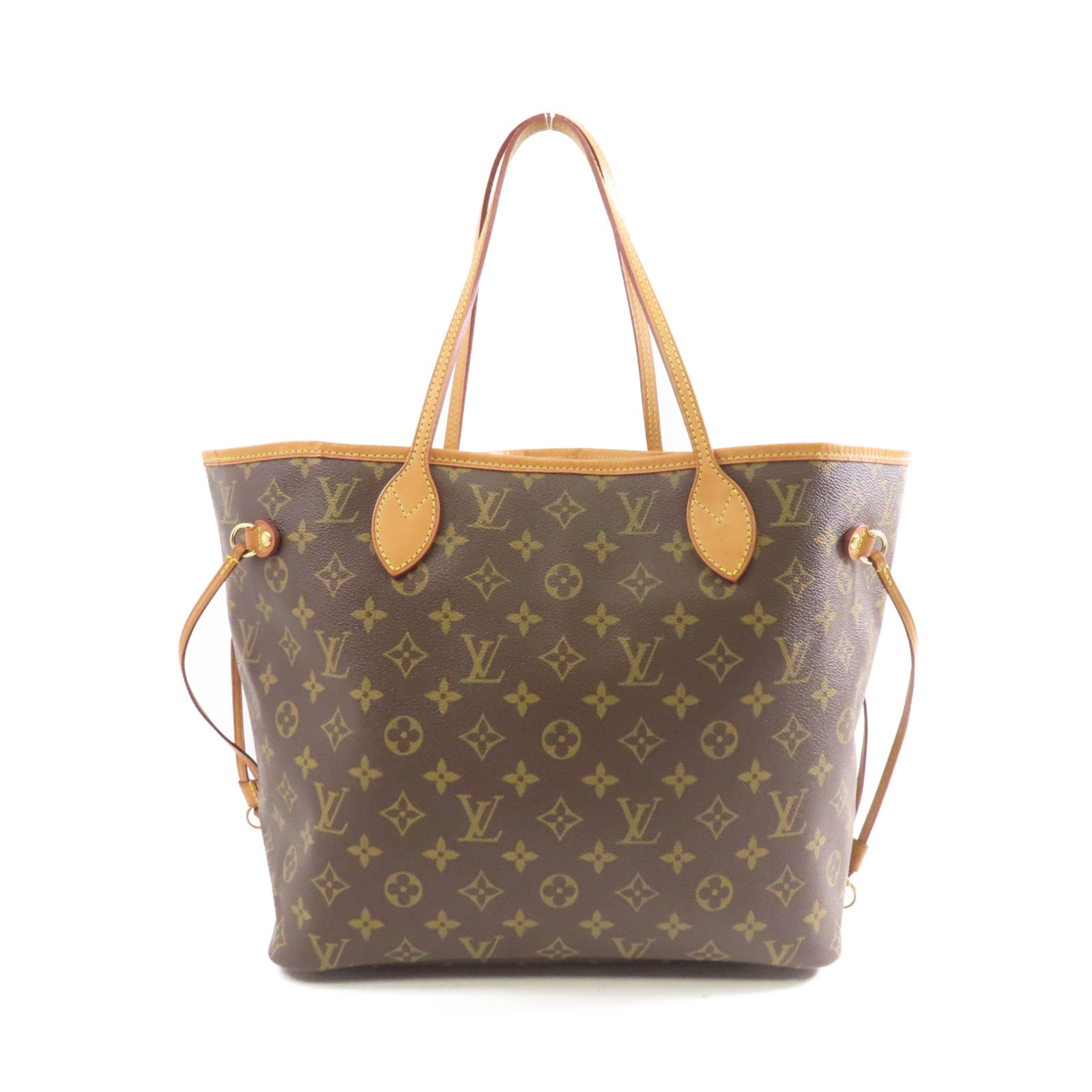 LOUIS VUITTON Monogram Neverfull MM金扣手挽袋啡色