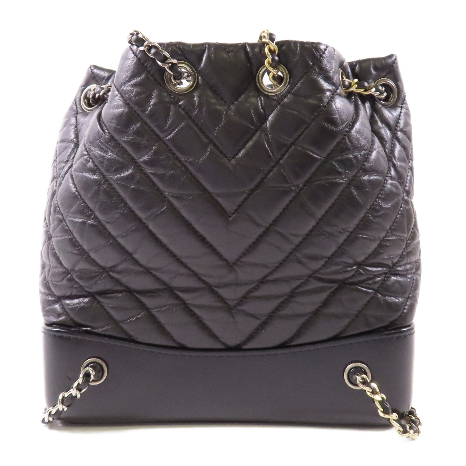 CHANEL 羊皮皮革Garbrielle Backpack鏈帶背包
