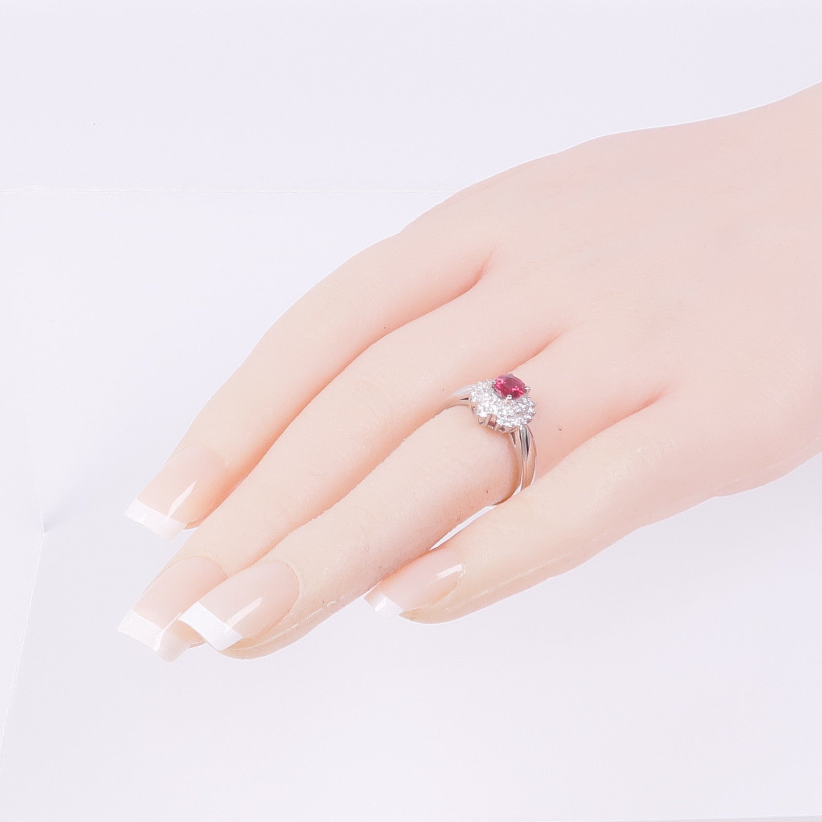 JEWELRY PT900鉑金Ruby Diamond Ring紅寶石/鑽石戒指US#6.25