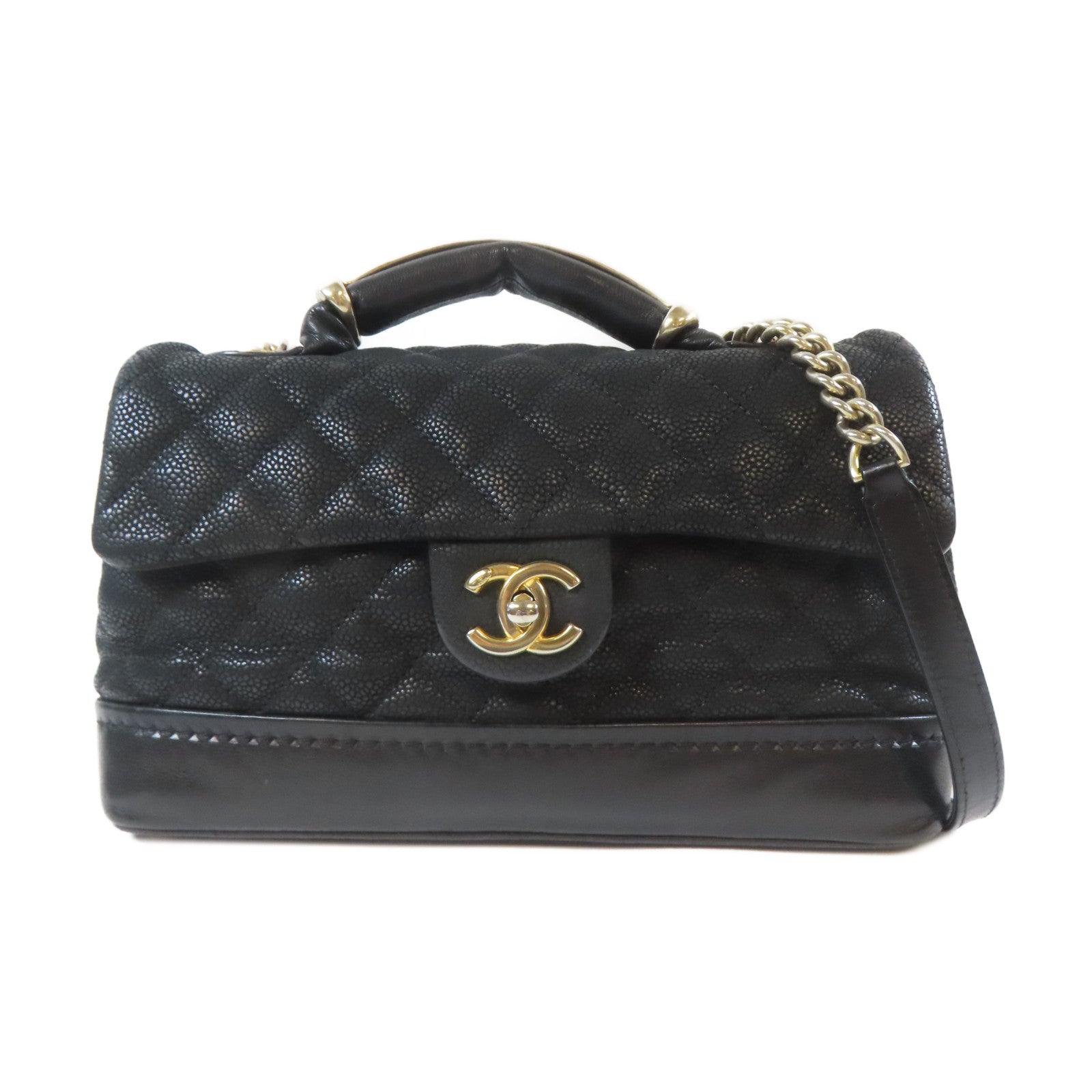 CHANEL 【激減優惠】牛皮皮革Chain Shoulder Bag金扣鏈帶手挽肩背兩用袋