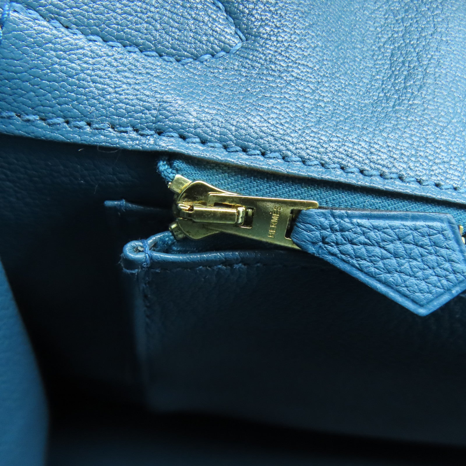 HERMES 【激減優惠】Taurillon Clemence皮革Birkin 30金扣手挽袋藍色