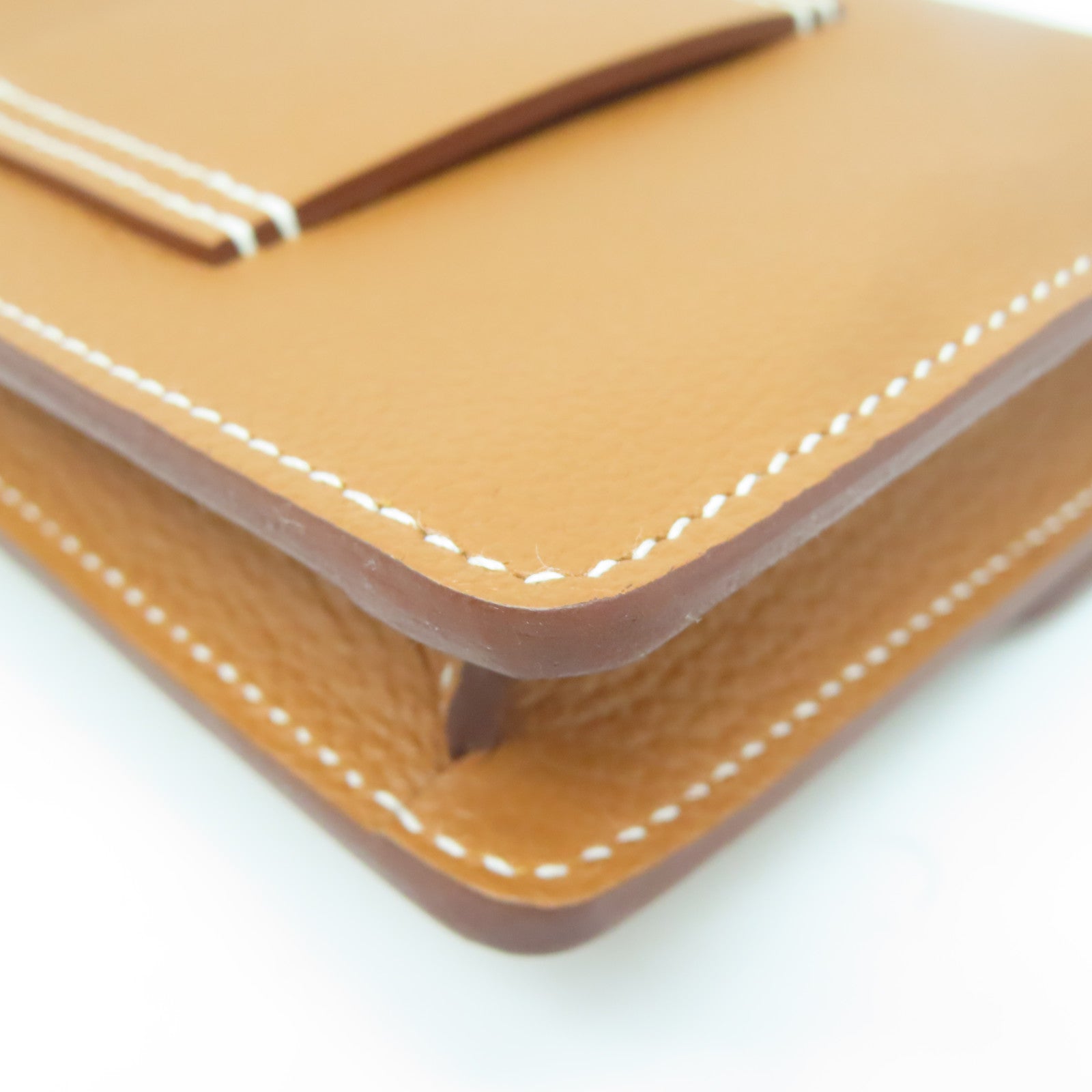 HERMES **【清倉大減價】Evercolor皮革Roulis Slim金扣錢包金色/經典駝色