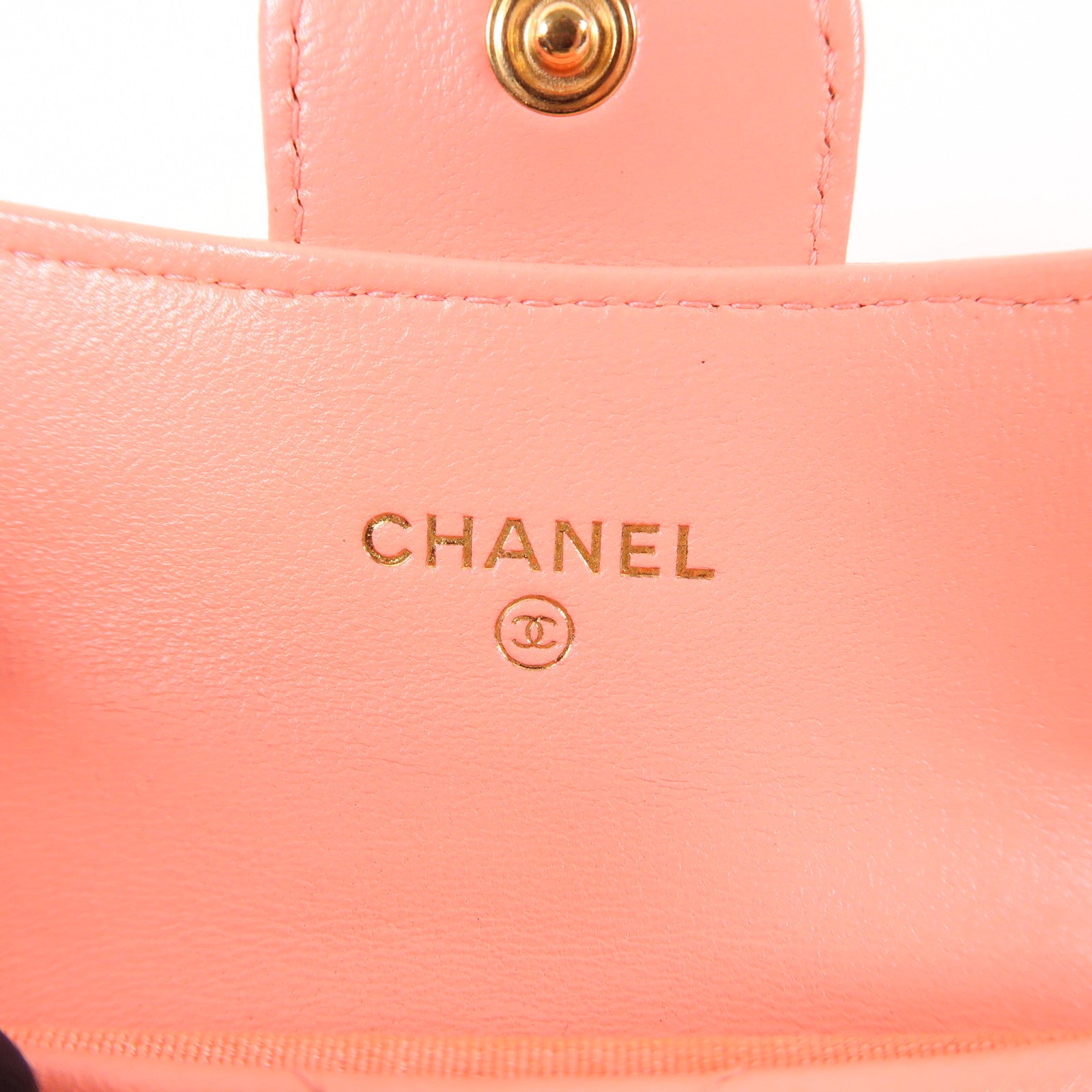CHANEL CC GHW Card Case Calfskin Leather Pink