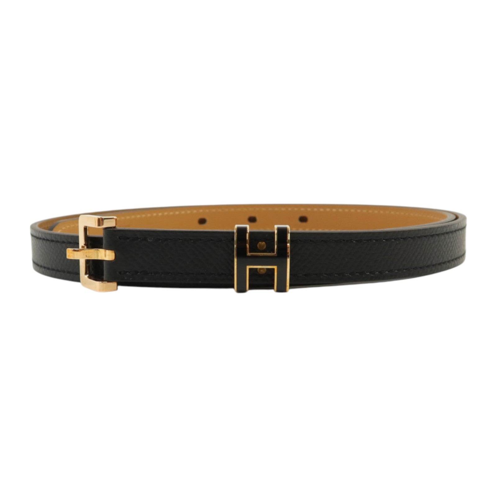 HERMES Epsom皮革Belt金扣皮革Noir