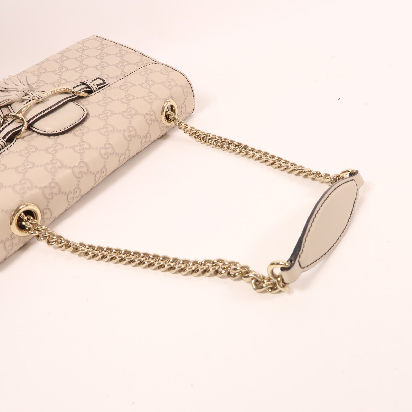 GUCCI 皮革Chain Shoulder金扣鏈帶肩背袋