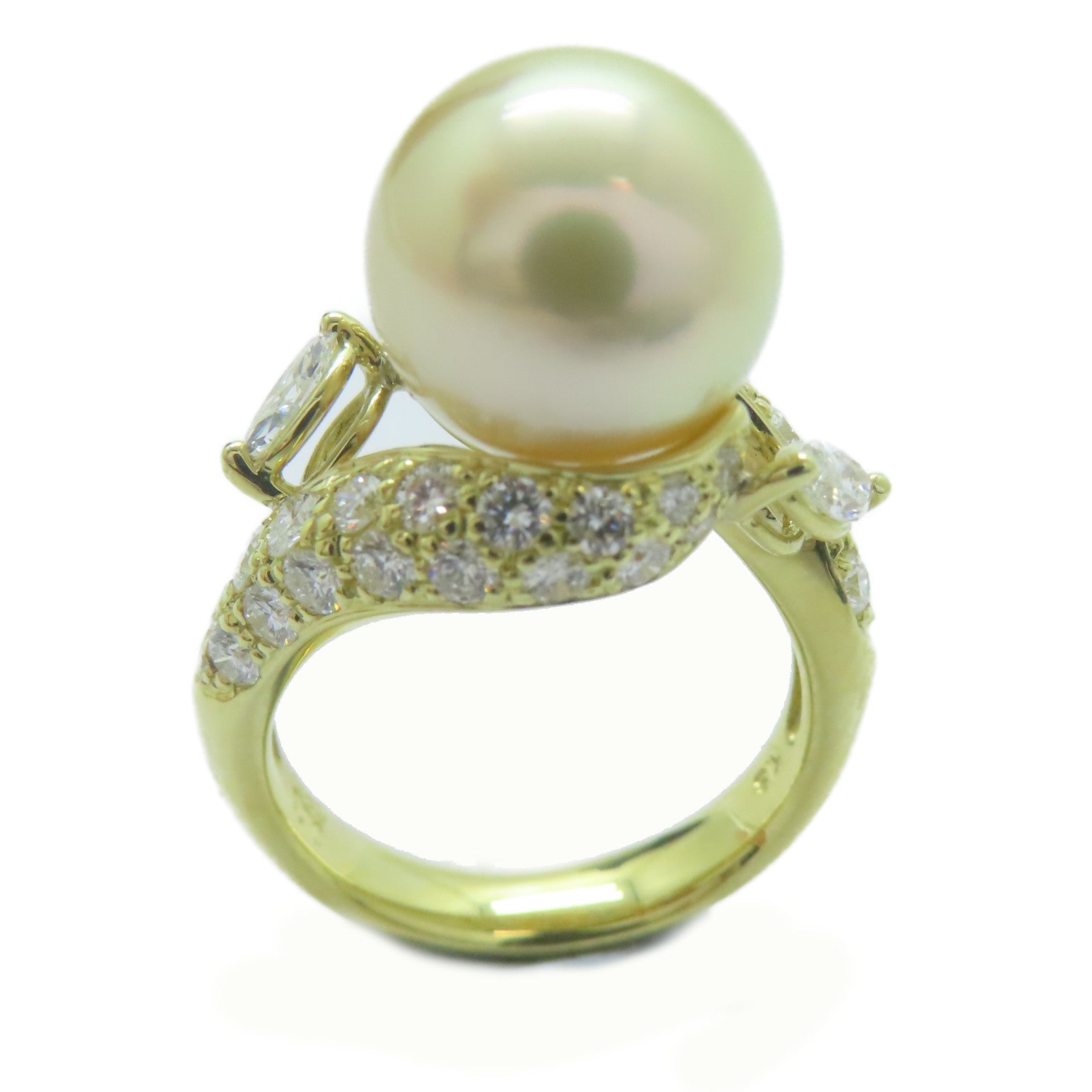 JEWELRY 【激減優惠】18K黃金/Pearl 11.4mm/0.29ct鑽石Pearl Ring戒指US#6.5