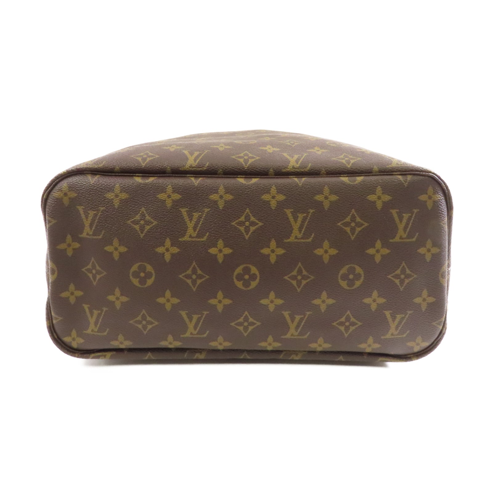LOUIS VUITTON Monogram Neverfull MM金扣手挽袋啡色