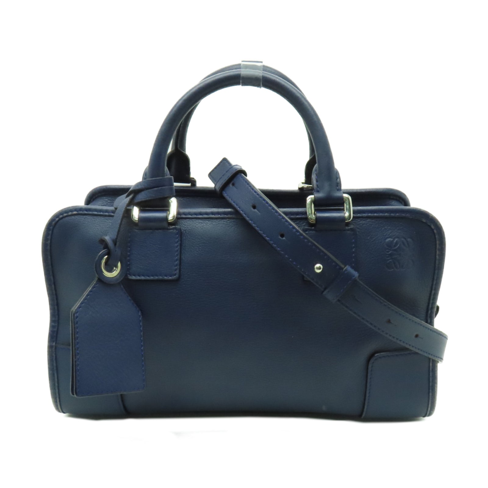 LOEWE 【激減優惠】牛皮皮革Amazona銀扣手挽肩背兩用袋藍色