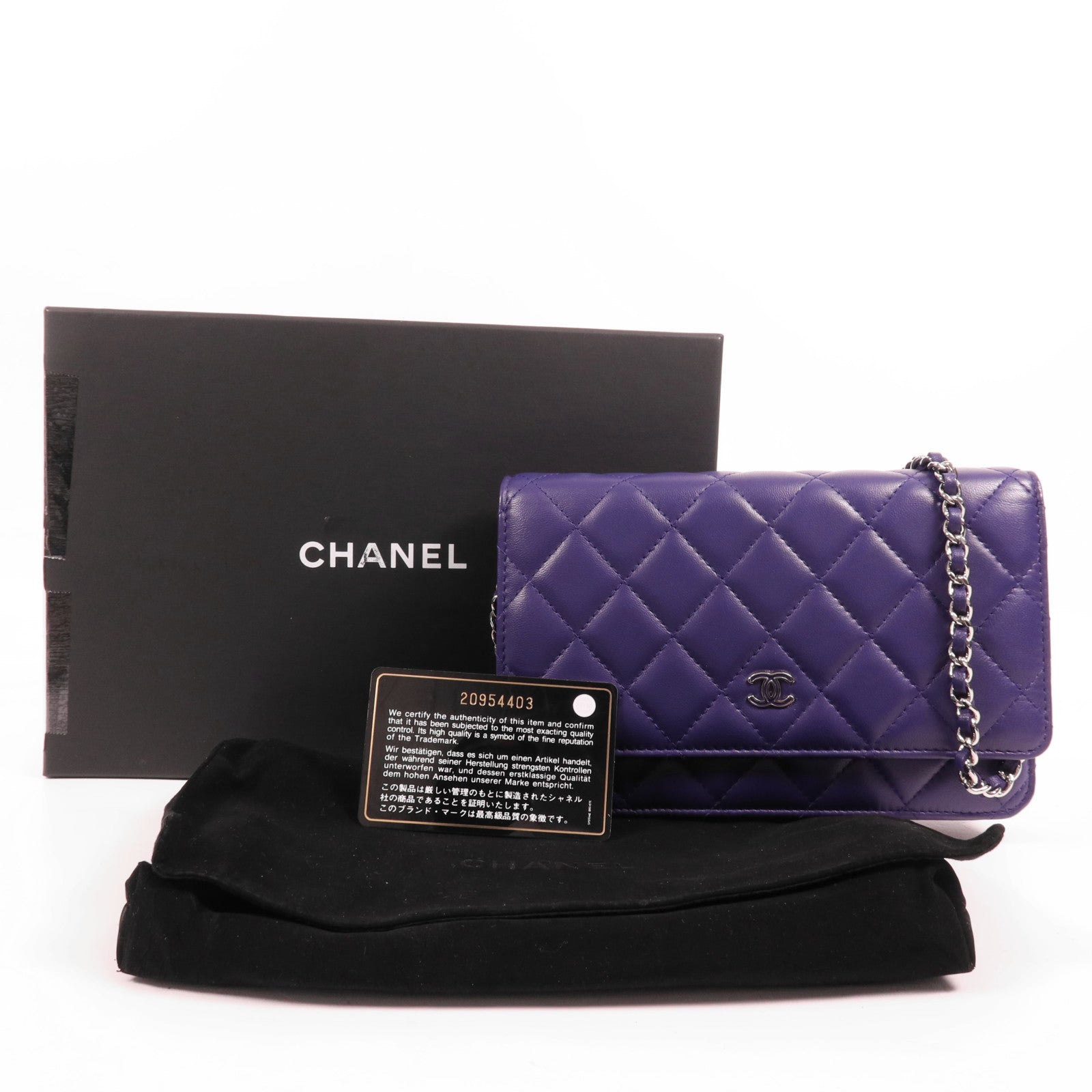 CHANEL 【激減優惠】羊皮皮革WOC Wallet On Chain銀扣鏈帶肩背袋