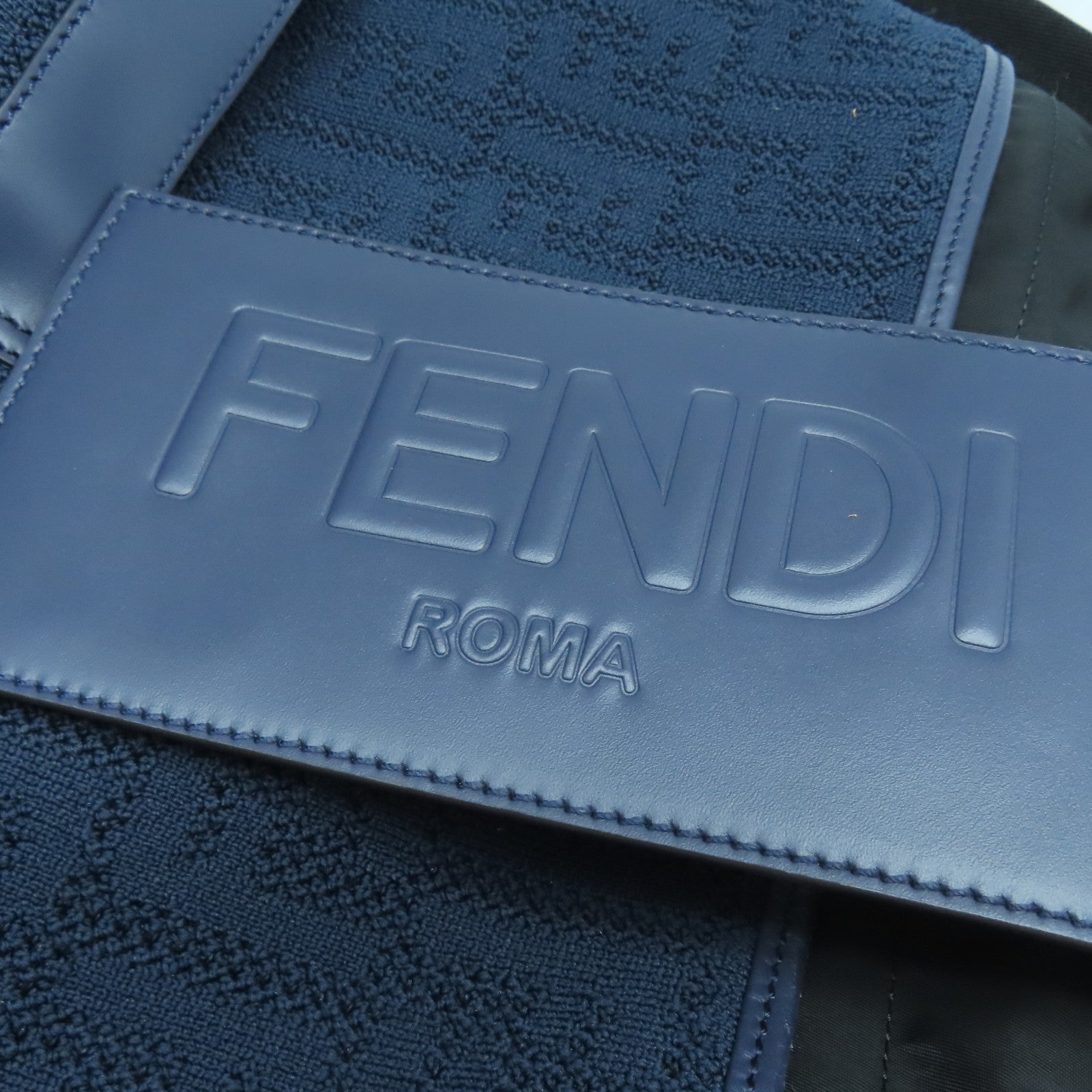 FENDI 【激減優惠】帆布Strike Medium Backpack銀扣背包深藍色