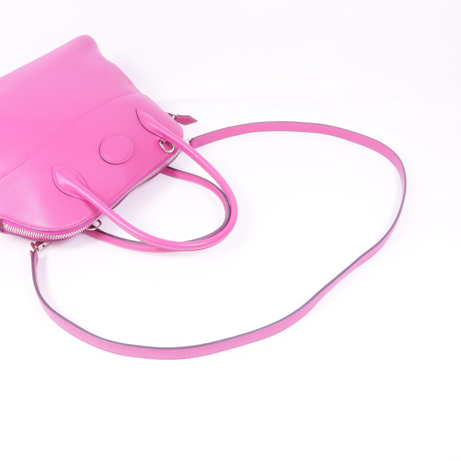 HERMES Swift皮革Bolide 27銀扣手挽肩背兩用袋Rose Purple